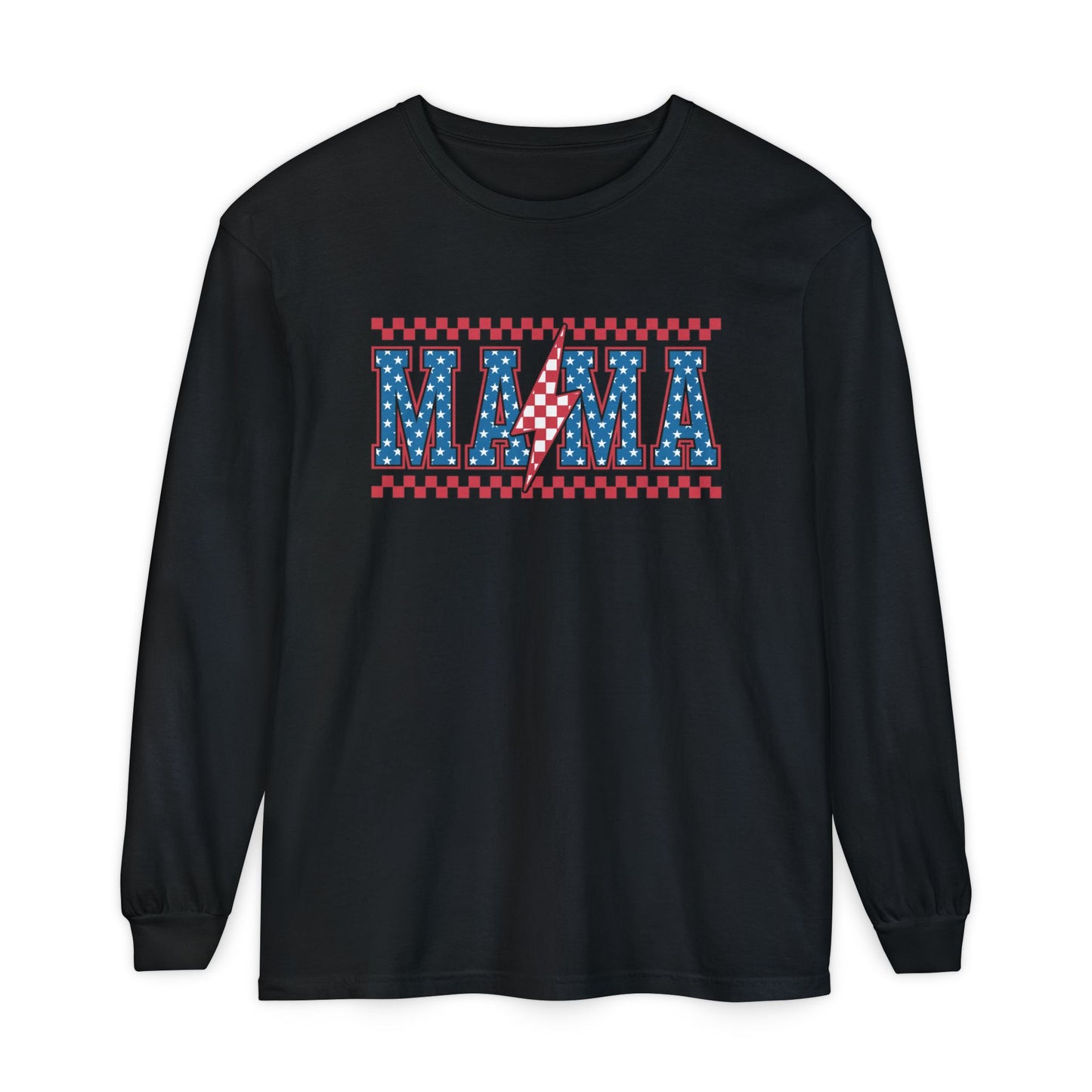 Unisex Long Sleeve T-Shirt, Festive Mama Top, Gift for Moms, Summer BBQ Shirt, Patriotic Apparel, Casual Everyday Wear