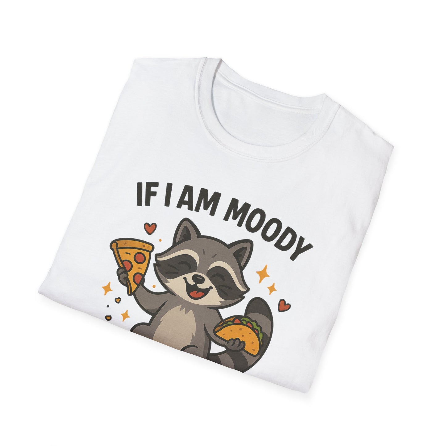 Funny Moody Raccoon T-Shirt - 'If I Am Moody Then Give Me Foody'