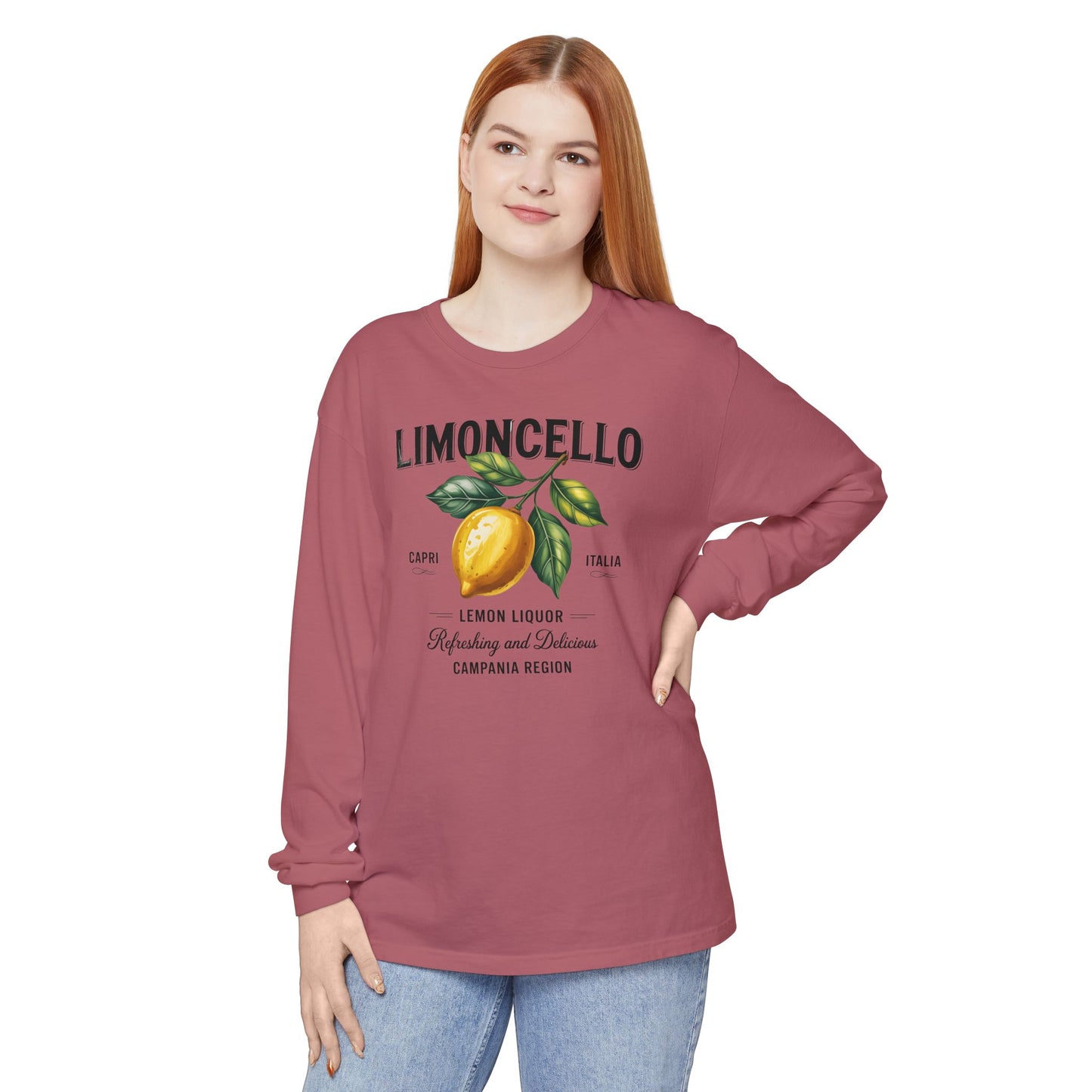 Limoncello Long Sleeve Tee, Easygoing Style, Perfect for Summer Gatherings, Gift for Lemon Lovers, Relaxed Fit T-Shirt