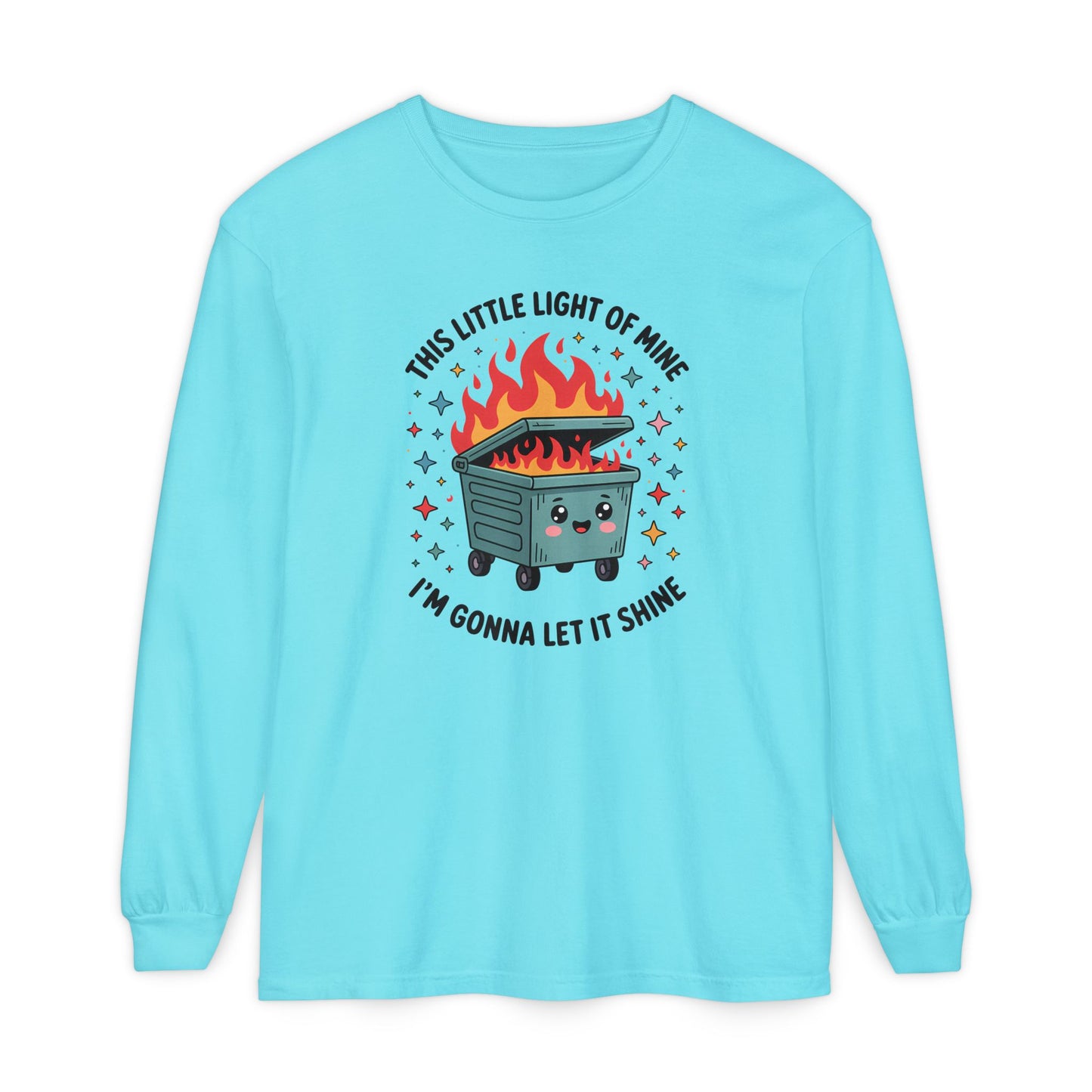 Cute Dumpster Fire Long Sleeve T-Shirt, Graphic Tee for Fun, Quirky Gift, Casual Outfit, Perfect for Summer, Lighthearted Apparel