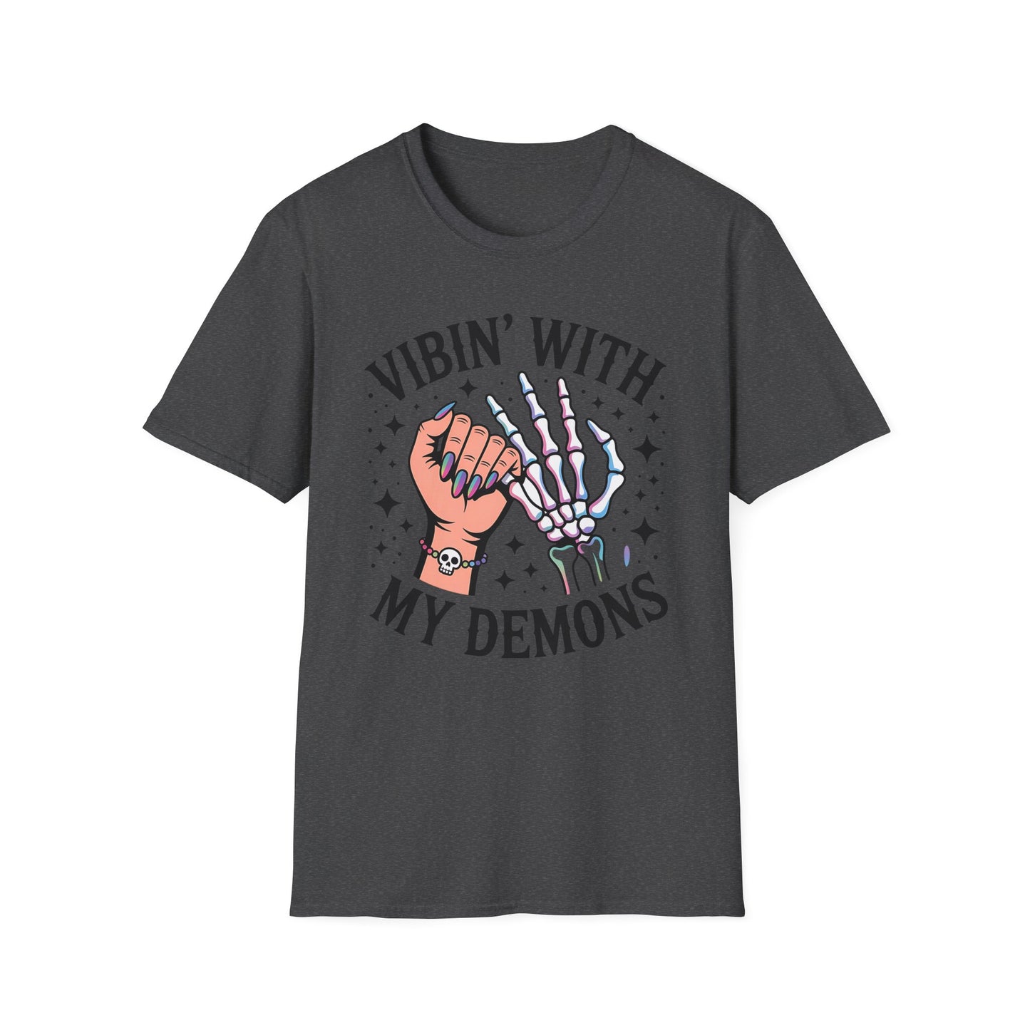 Unisex Skeleton Graphic Tee - Vibin' with My Demons, Trendy Halloween Shirt, Vintage Style Unisex T-Shirt, Casual Everyday Wear, [...]