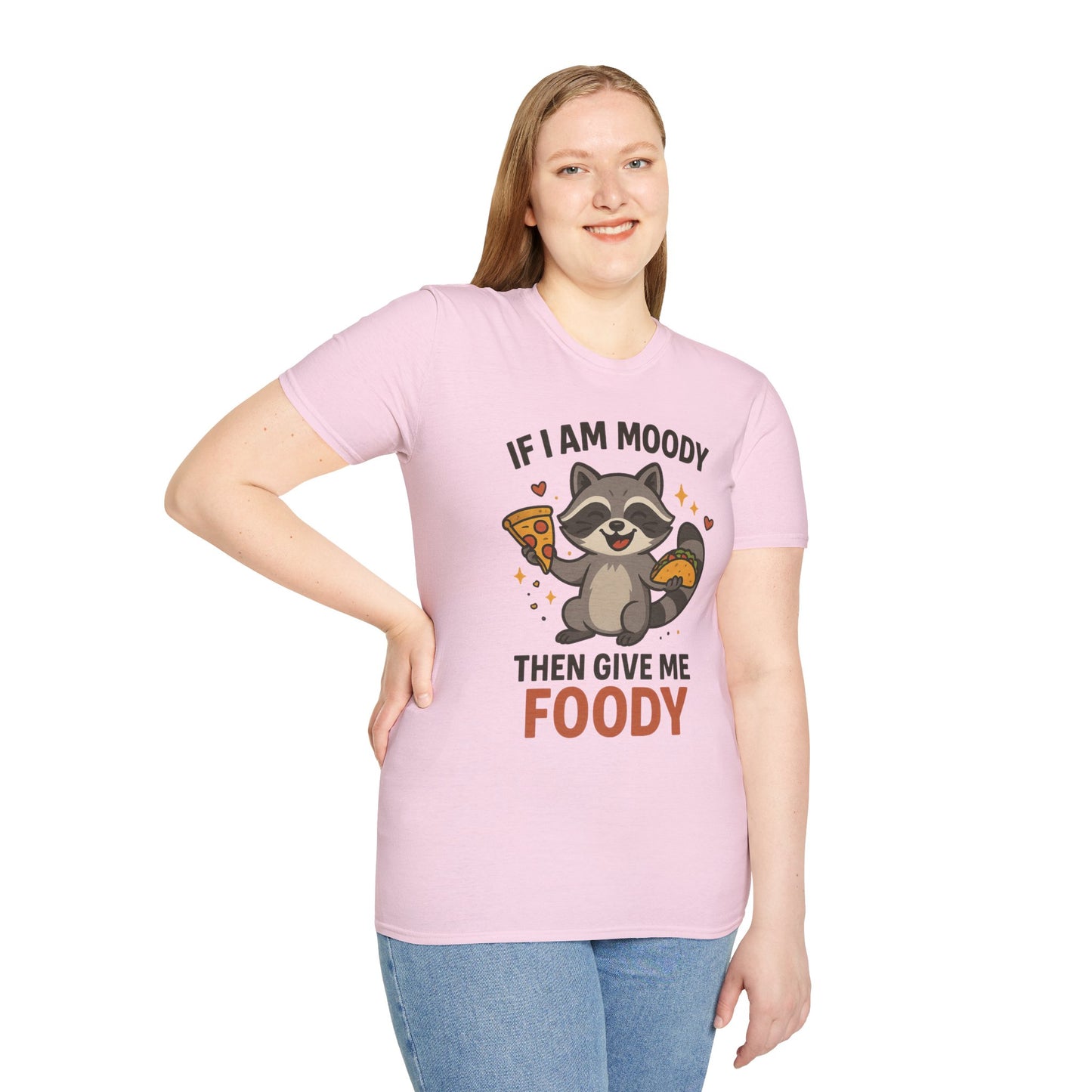 Funny Moody Raccoon T-Shirt - 'If I Am Moody Then Give Me Foody'