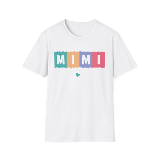 Colorful 'MIMI' Unisex Softstyle T-Shirt | Fun Gift for Mother's Day, Birthday, Casual Wear, Unique Family Tee, Comfortable Everyday Shirt