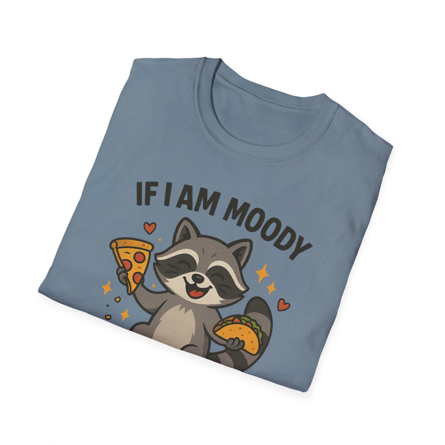 Funny Moody Raccoon T-Shirt - 'If I Am Moody Then Give Me Foody'