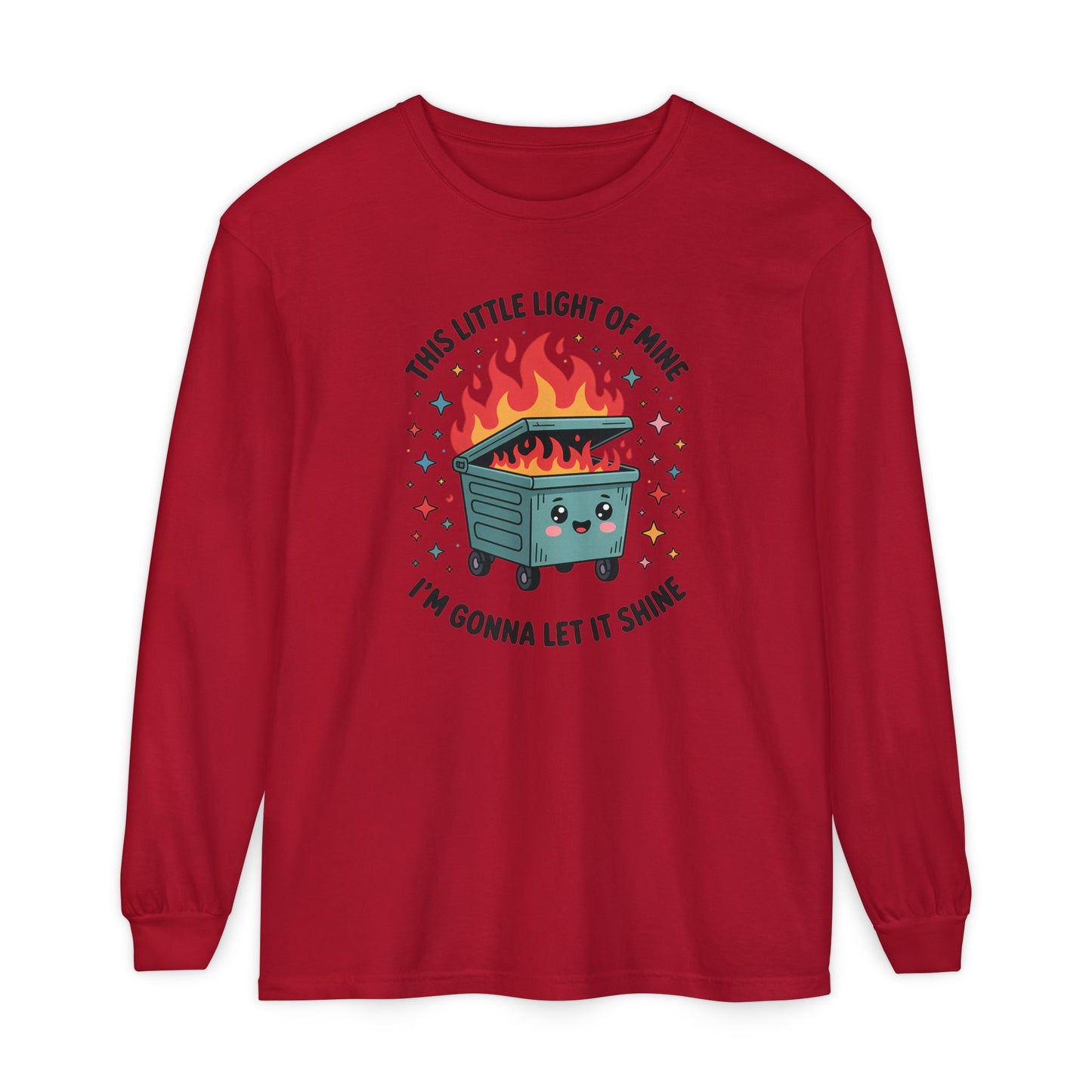 Cute Dumpster Fire Long Sleeve T-Shirt, Graphic Tee for Fun, Quirky Gift, Casual Outfit, Perfect for Summer, Lighthearted Apparel