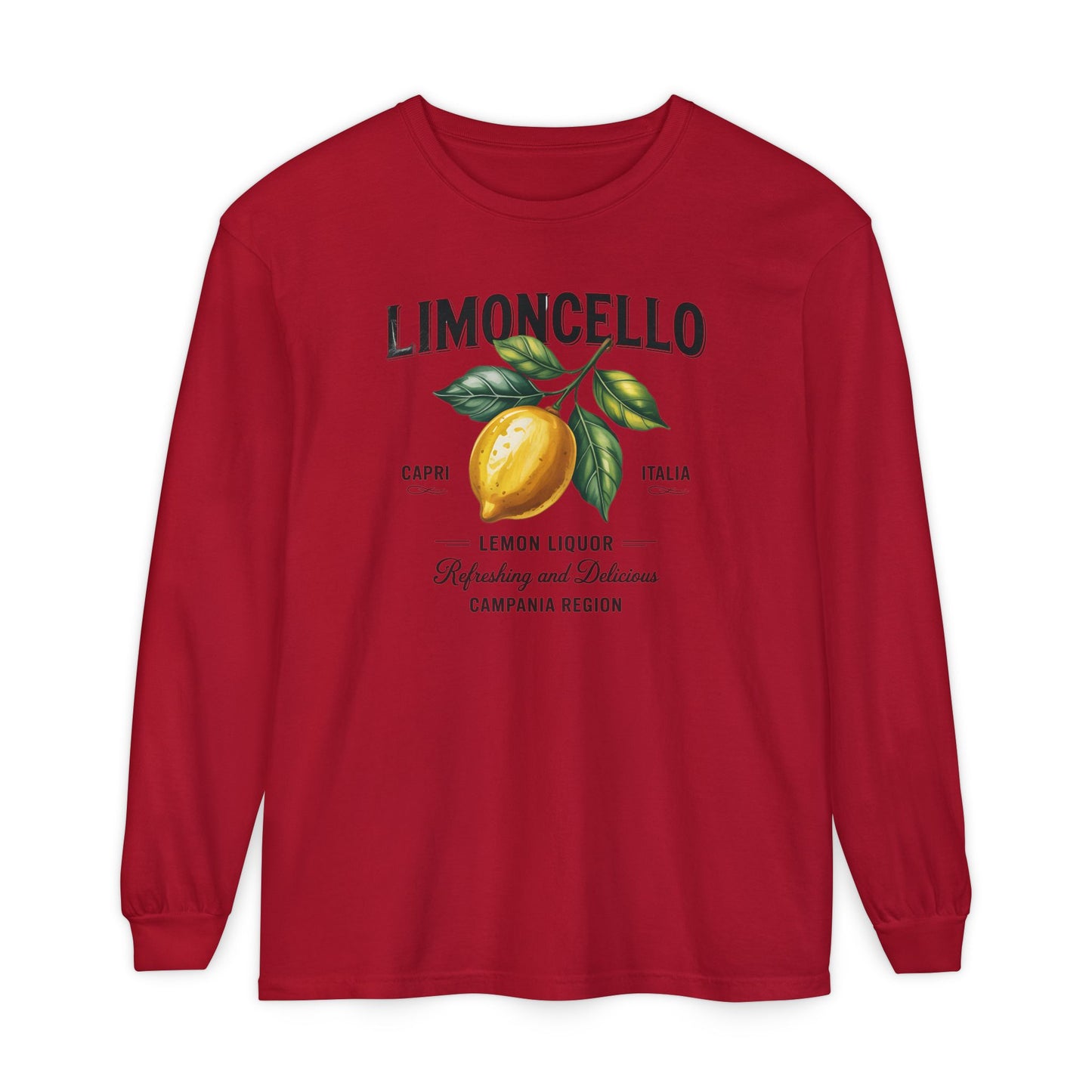 Limoncello Long Sleeve Tee, Easygoing Style, Perfect for Summer Gatherings, Gift for Lemon Lovers, Relaxed Fit T-Shirt