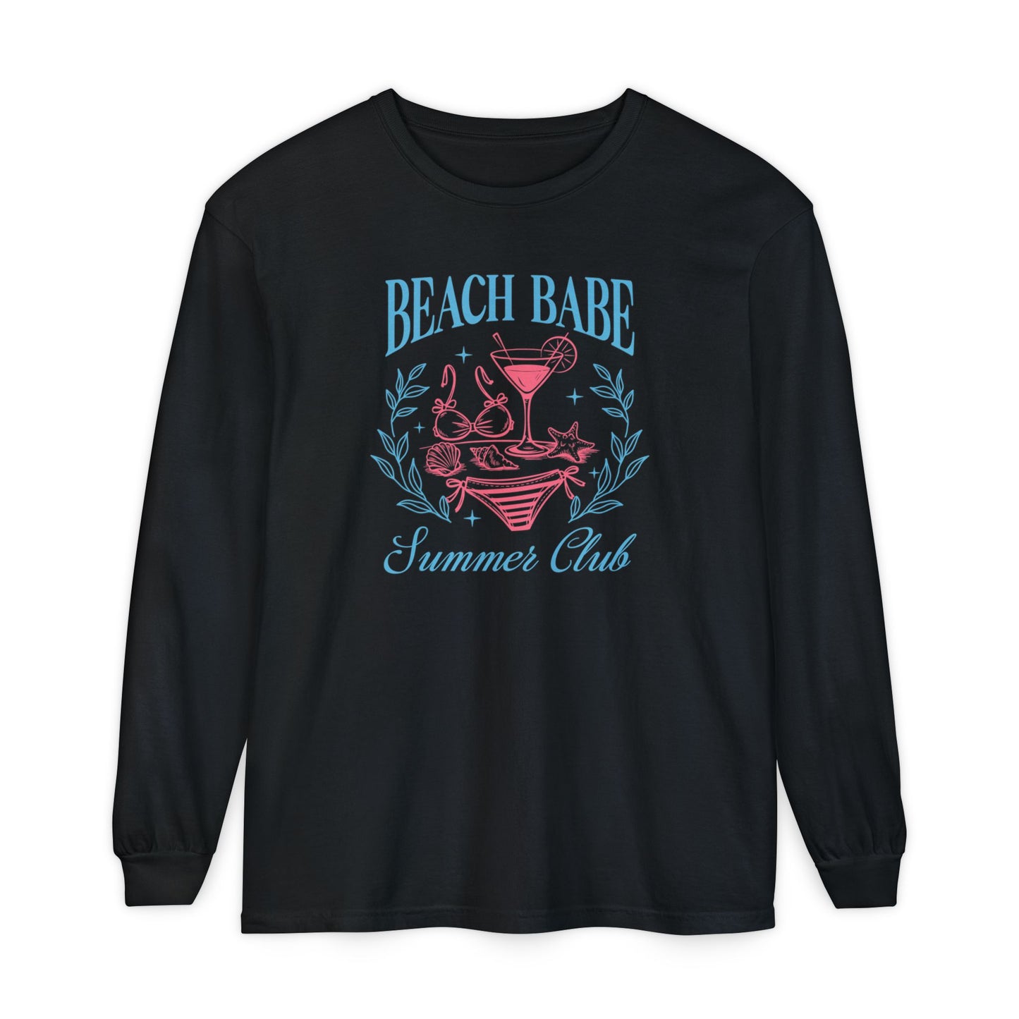 Beach Babe Long Sleeve T-Shirt, Beach Vacation Top, Summer Club Shirt, Casual Summer Wear, Gift for Beach Lovers