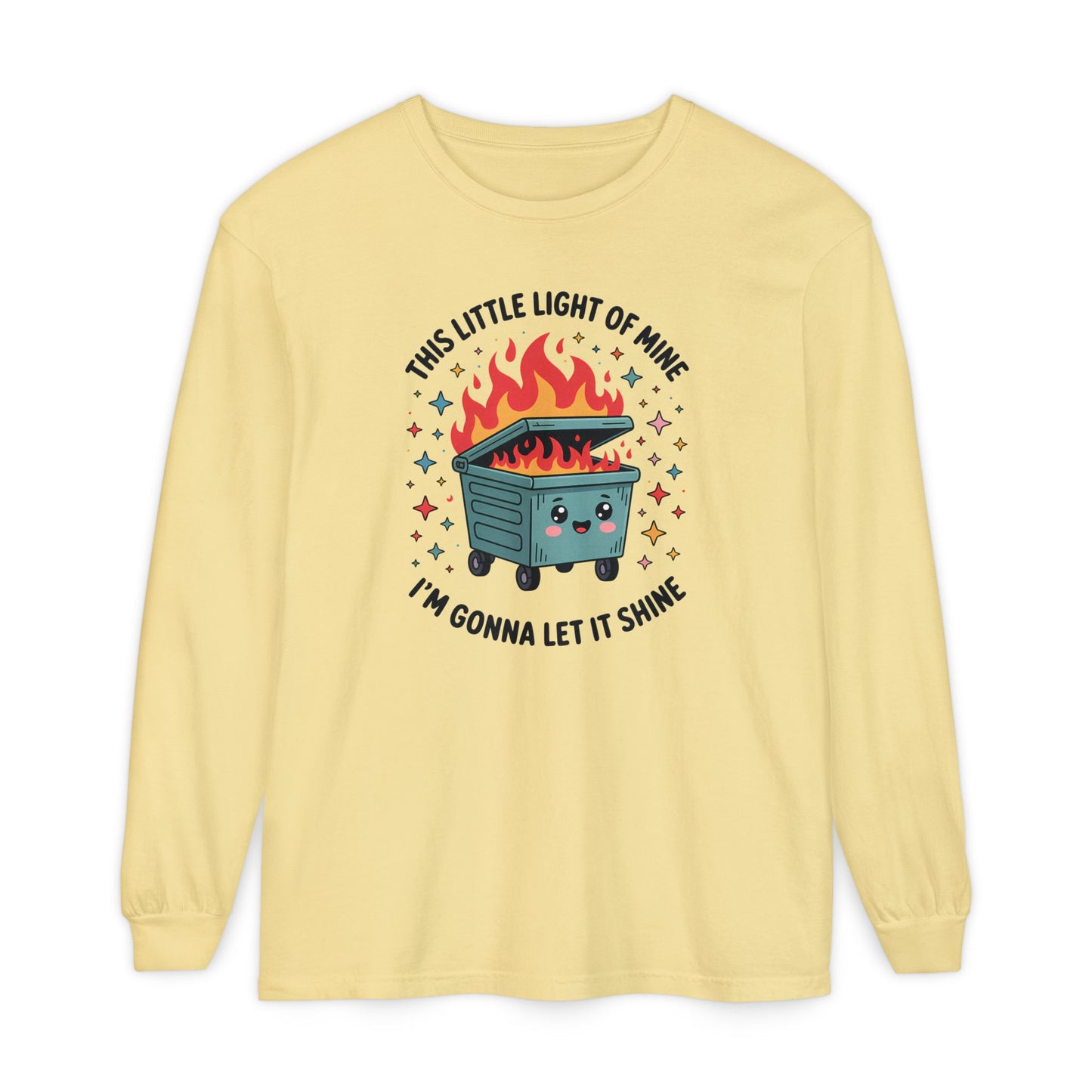 Cute Dumpster Fire Long Sleeve T-Shirt, Graphic Tee for Fun, Quirky Gift, Casual Outfit, Perfect for Summer, Lighthearted Apparel
