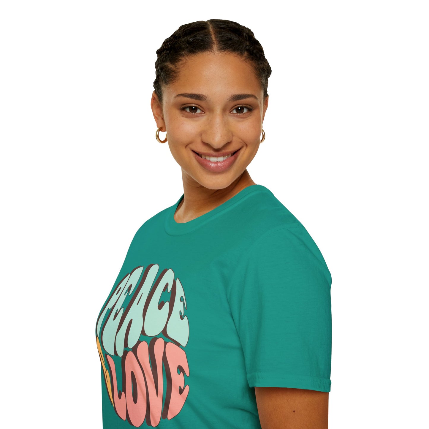 Peace & Love Unisex Softstyle T-Shirt - Retro Vibe for Casual Outings