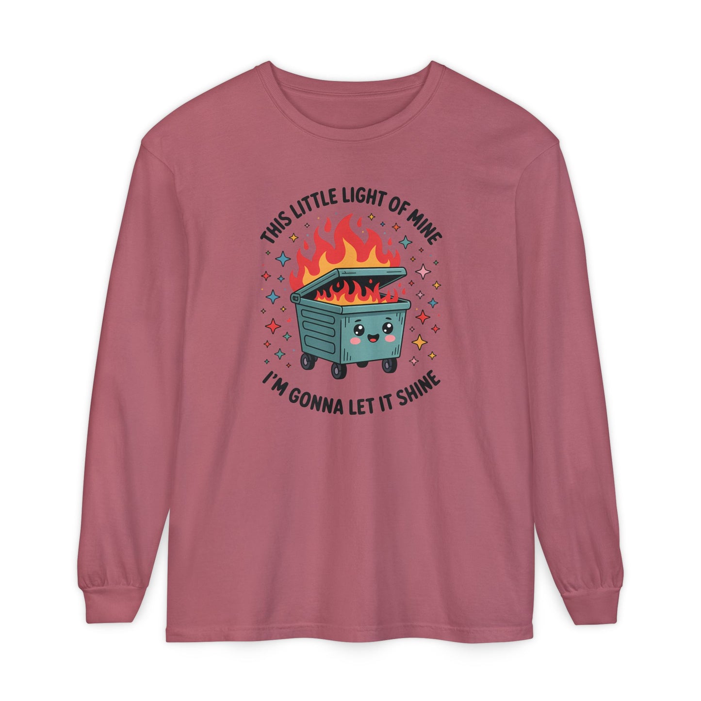 Cute Dumpster Fire Long Sleeve T-Shirt, Graphic Tee for Fun, Quirky Gift, Casual Outfit, Perfect for Summer, Lighthearted Apparel