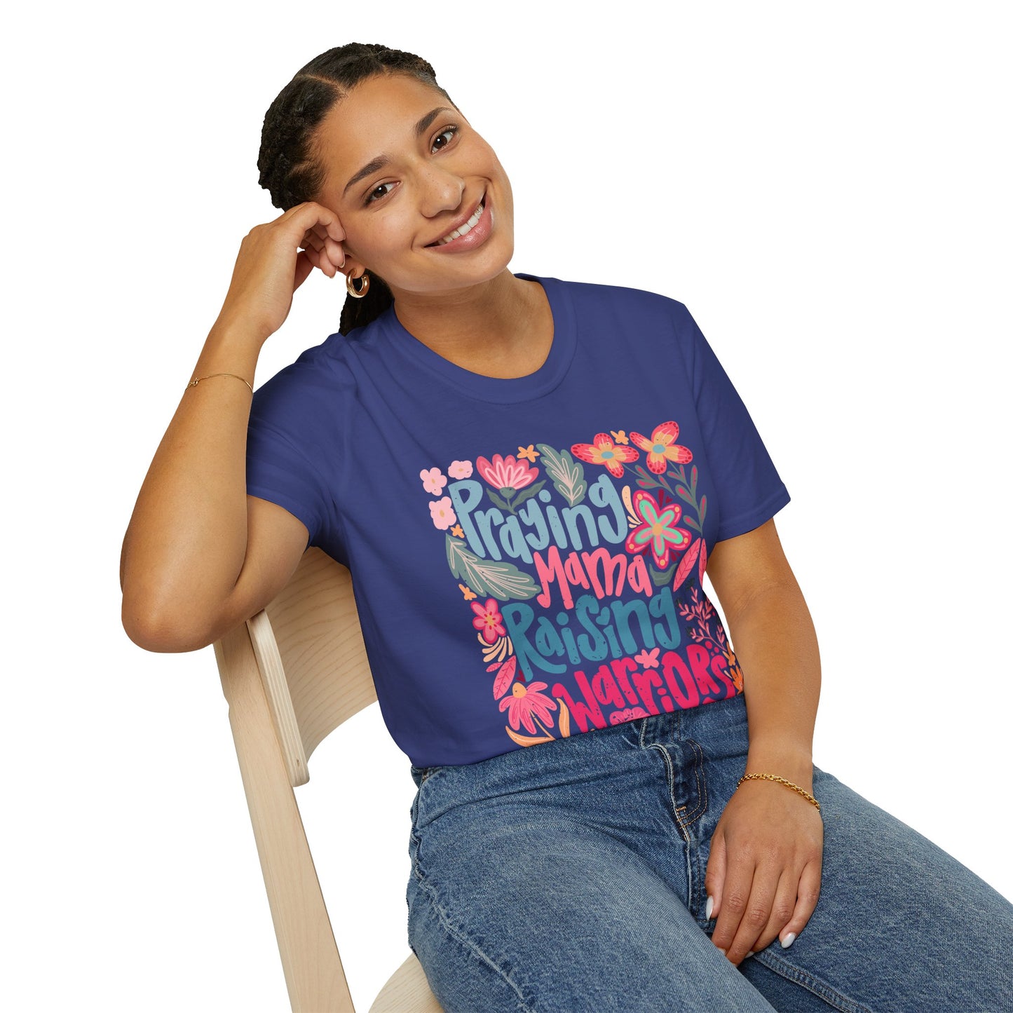 Praying Mama Raising Warriors T-Shirt | Unisex Softstyle Tee for Moms