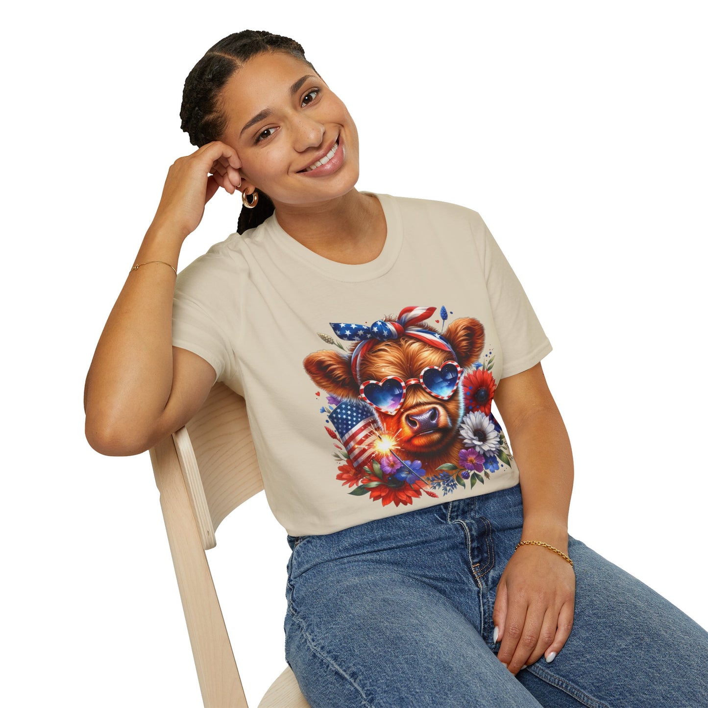 Patriotic Cow T-Shirt - Tee for Summer Celebrations