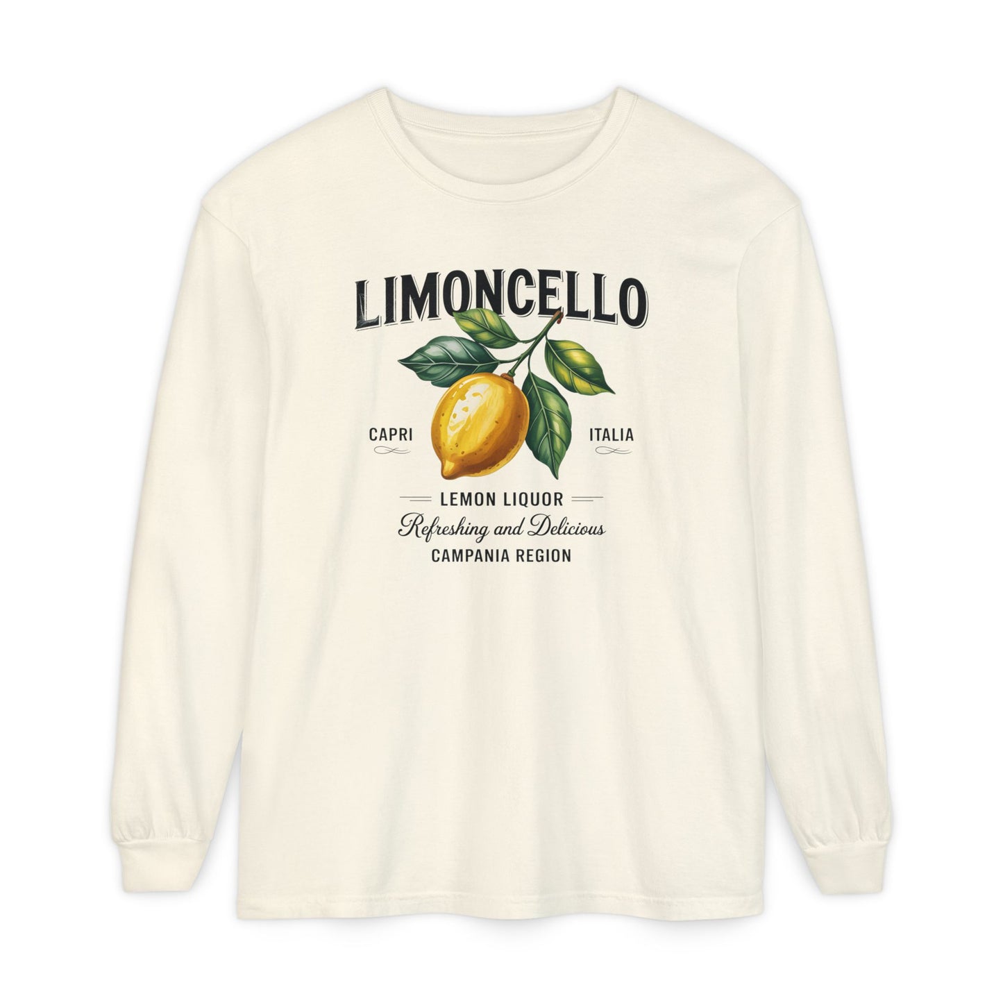 Limoncello Long Sleeve Tee, Easygoing Style, Perfect for Summer Gatherings, Gift for Lemon Lovers, Relaxed Fit T-Shirt