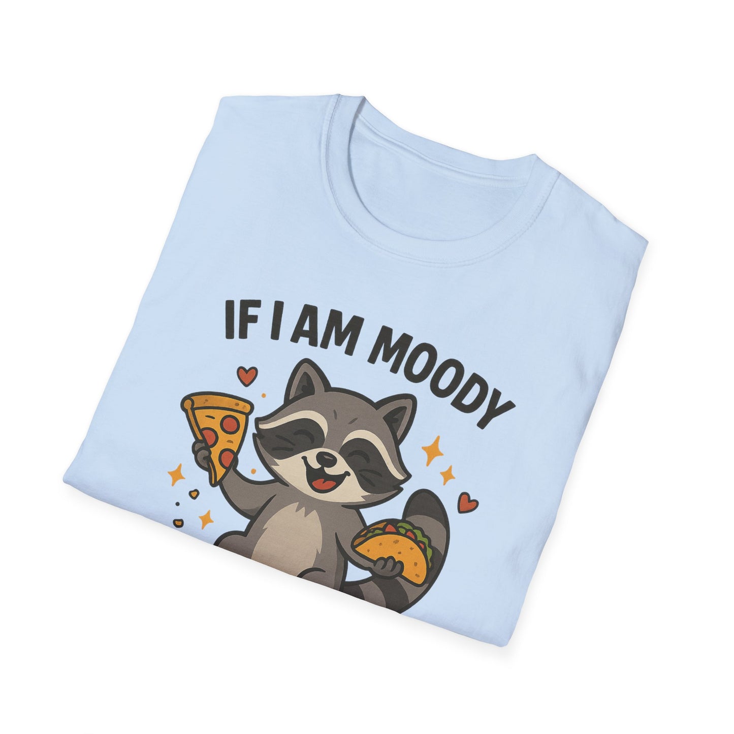 Funny Moody Raccoon T-Shirt - 'If I Am Moody Then Give Me Foody'