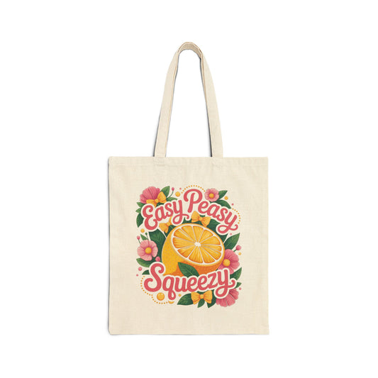 Sunshine Tote Bag - Easy Peasy Squeezy, Eco-Friendly Bag, Summer Tote, Floral Bag, Gift for Her, Beach Bag
