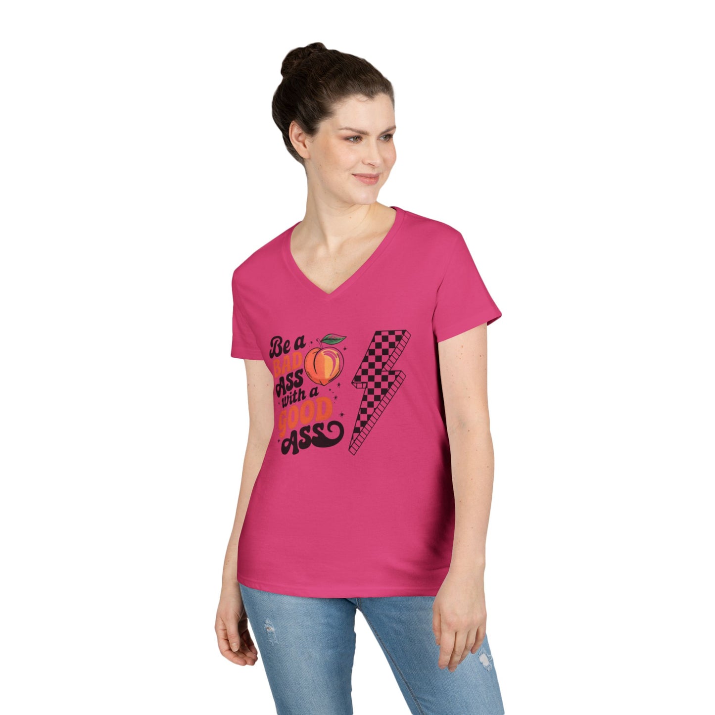 Be a Badass Ladies' V-Neck T-Shirt - Fun and Empowering Graphic Tee