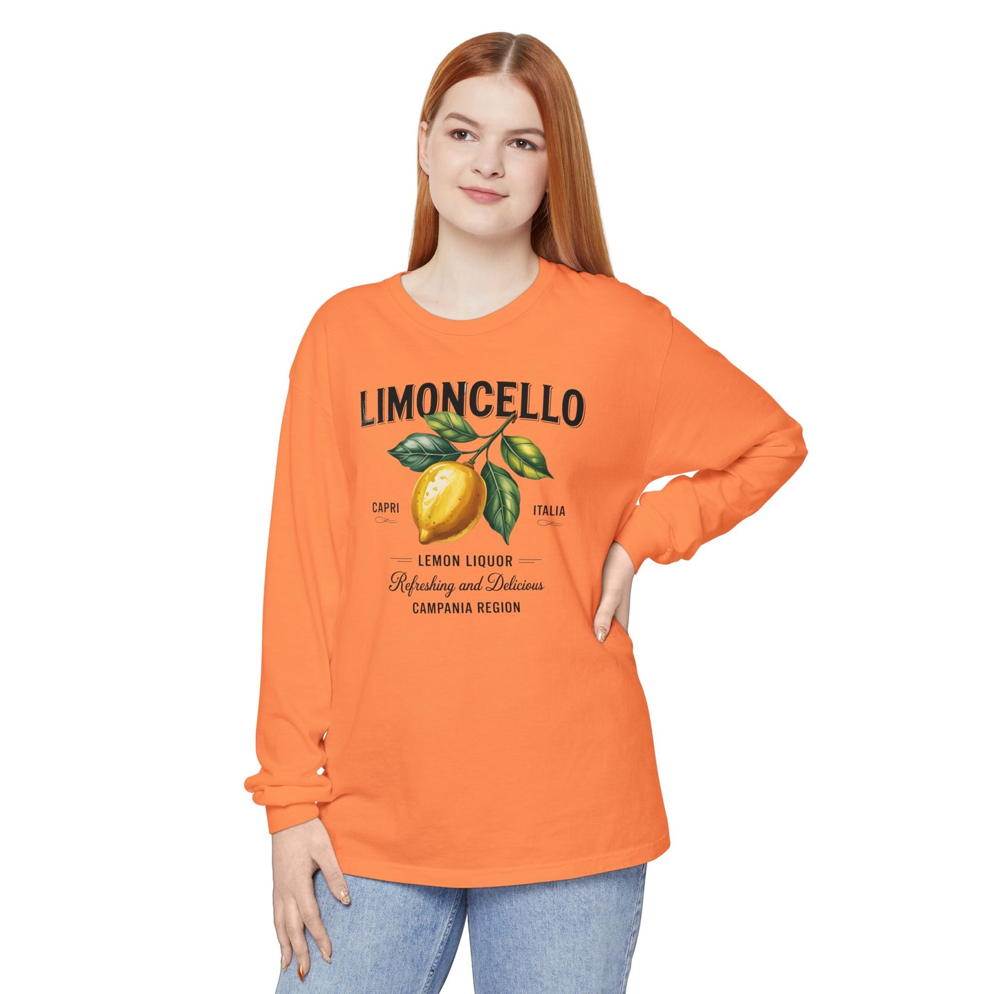 Limoncello Long Sleeve Tee, Easygoing Style, Perfect for Summer Gatherings, Gift for Lemon Lovers, Relaxed Fit T-Shirt