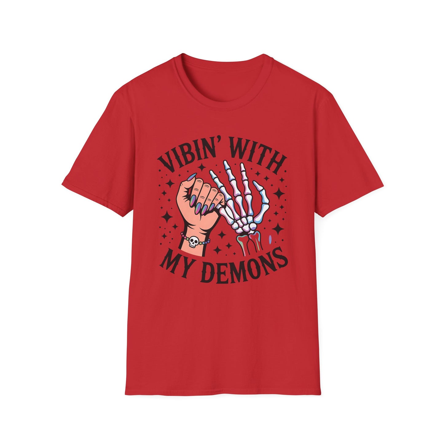 Unisex Skeleton Graphic Tee - Vibin' with My Demons, Trendy Halloween Shirt, Vintage Style Unisex T-Shirt, Casual Everyday Wear, [...]