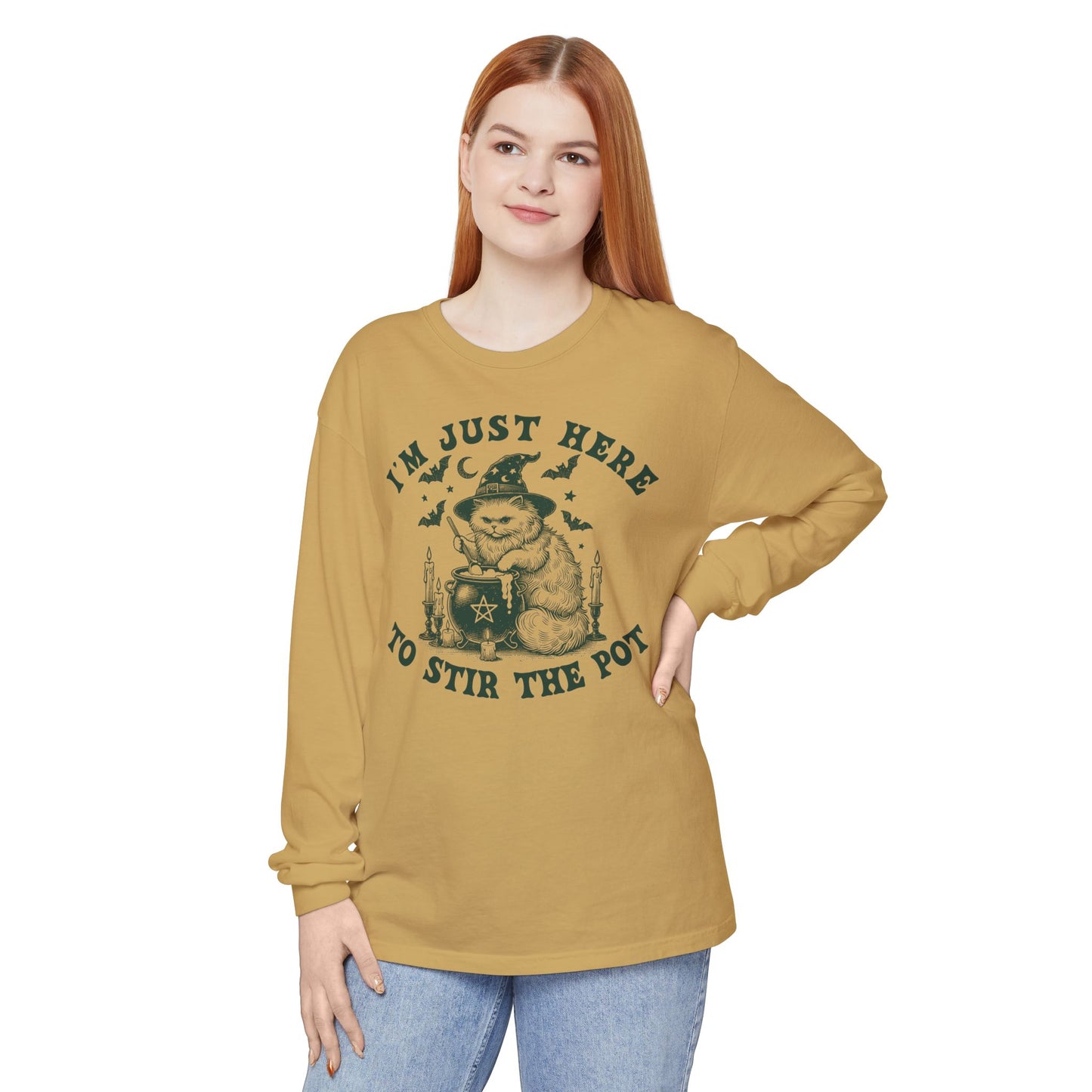 Cozy Witchy Long Sleeve T-Shirt, Halloween Tee, Gift for Friends, Unisex Graphic Shirt, Fun Casual Wear, Magical Humor Apparel