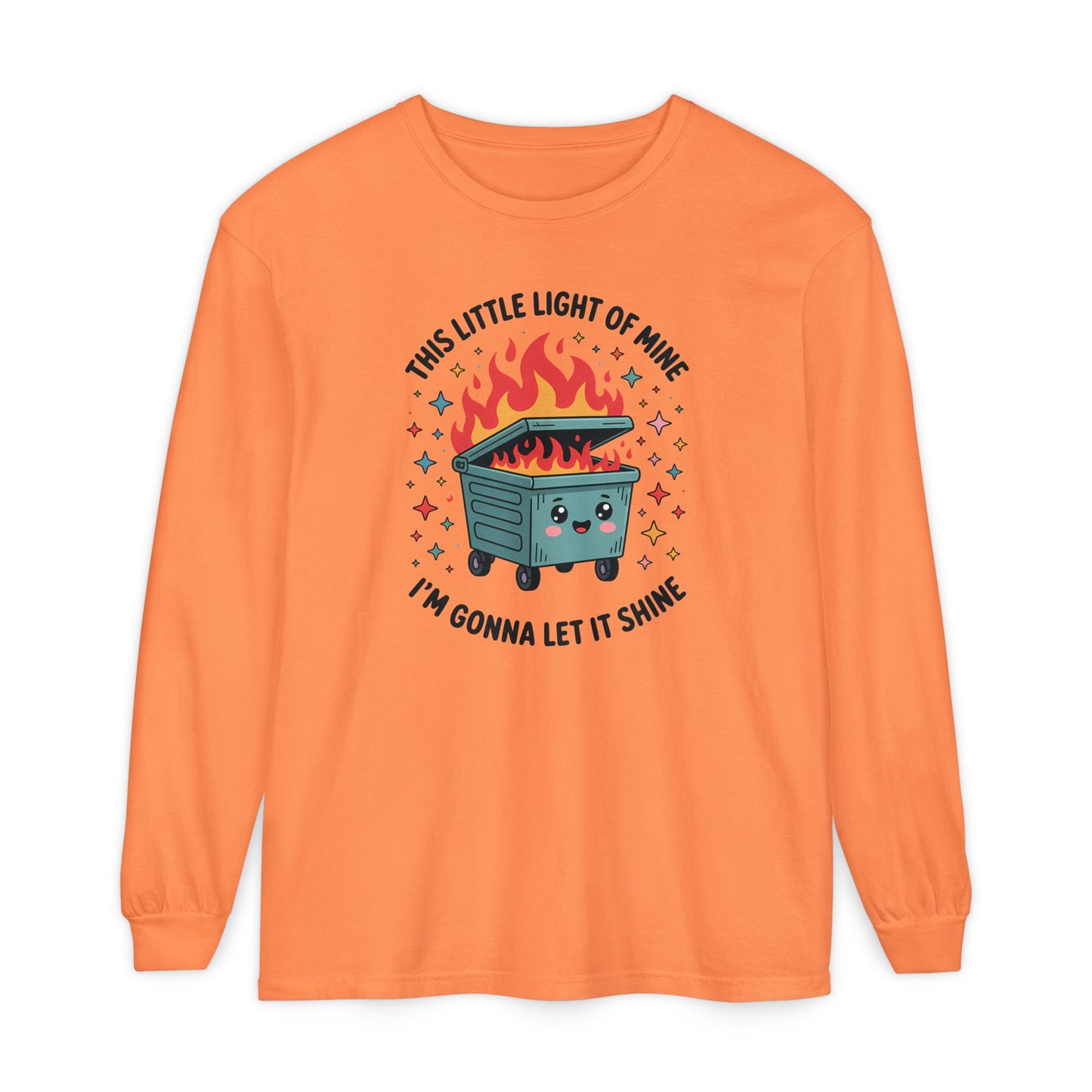 Cute Dumpster Fire Long Sleeve T-Shirt, Graphic Tee for Fun, Quirky Gift, Casual Outfit, Perfect for Summer, Lighthearted Apparel