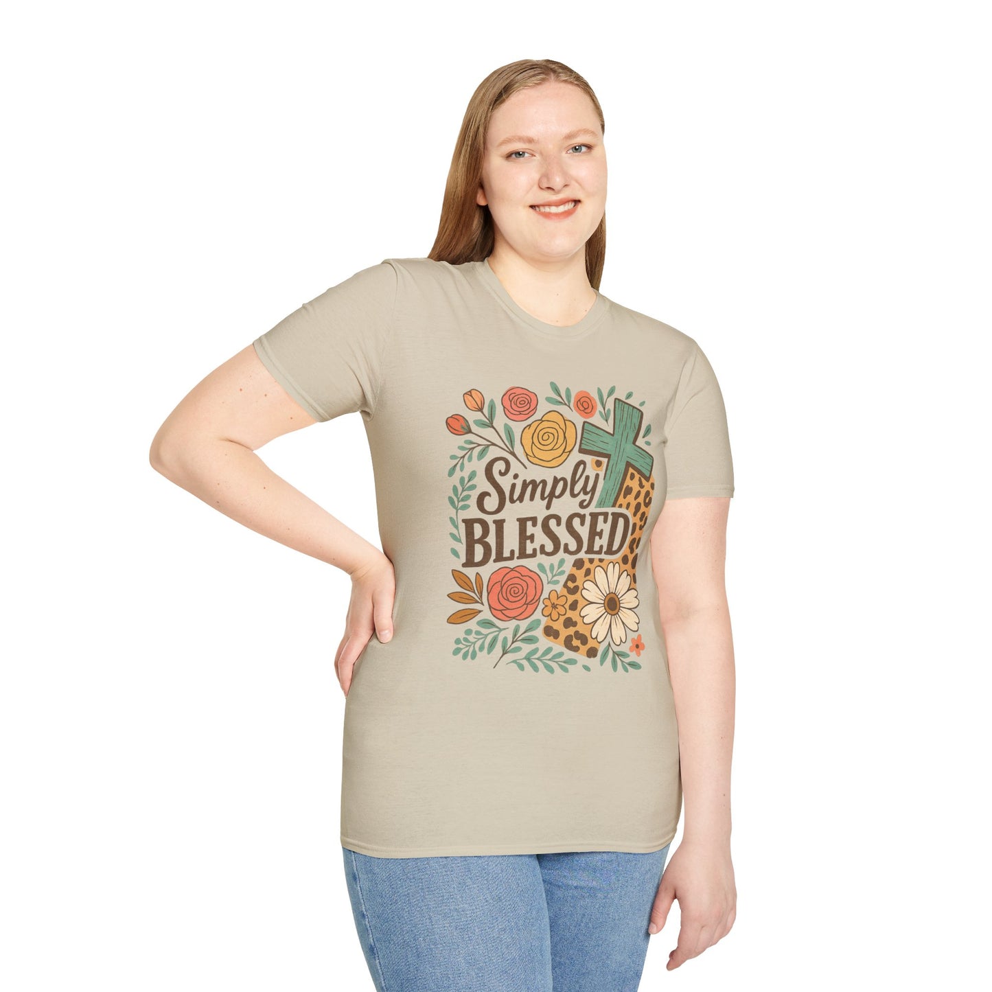 Simply Blessed Unisex Softstyle T-Shirt, Faith Shirt, Casual Gift, Christian Apparel, Spring Fashion, Inspirational Tee