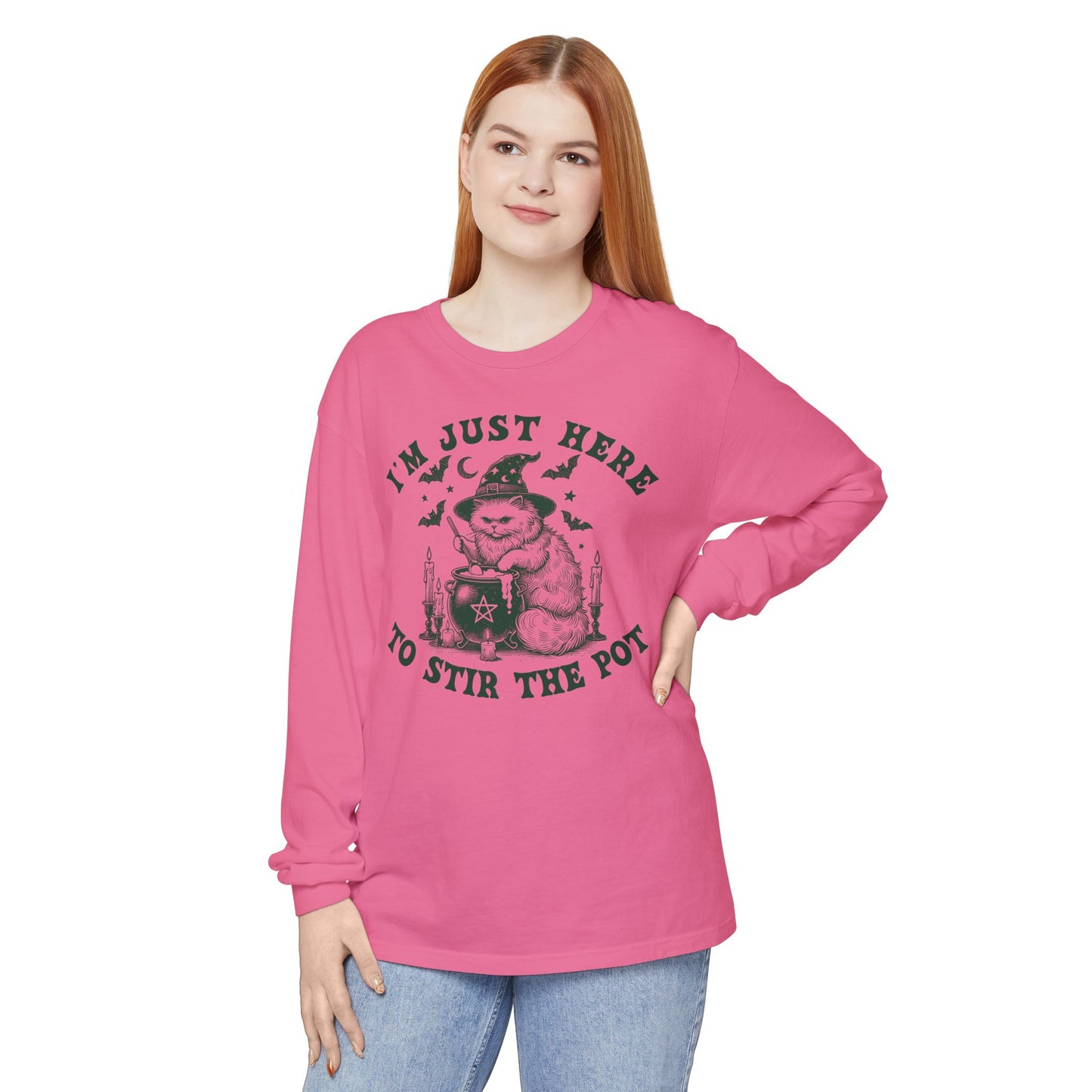 Cozy Witchy Long Sleeve T-Shirt, Halloween Tee, Gift for Friends, Unisex Graphic Shirt, Fun Casual Wear, Magical Humor Apparel