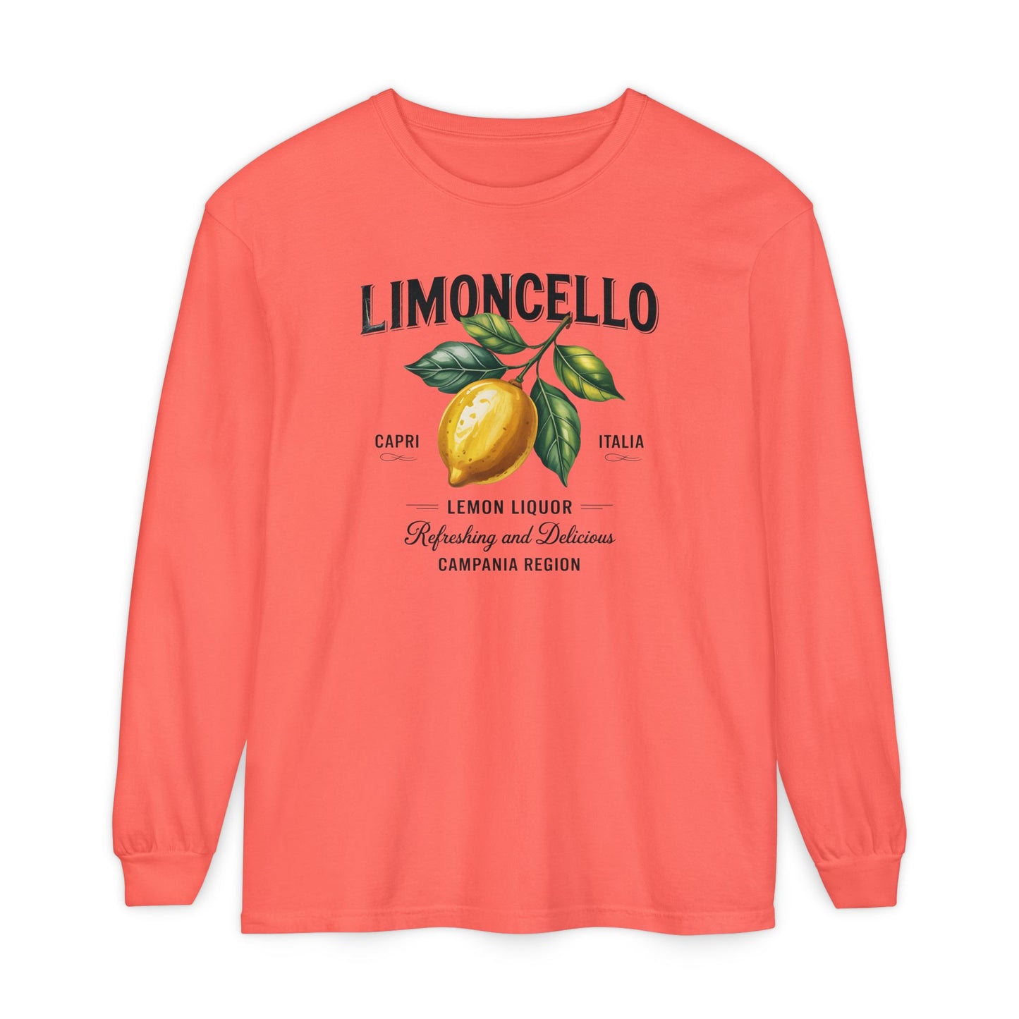 Limoncello Long Sleeve Tee, Easygoing Style, Perfect for Summer Gatherings, Gift for Lemon Lovers, Relaxed Fit T-Shirt