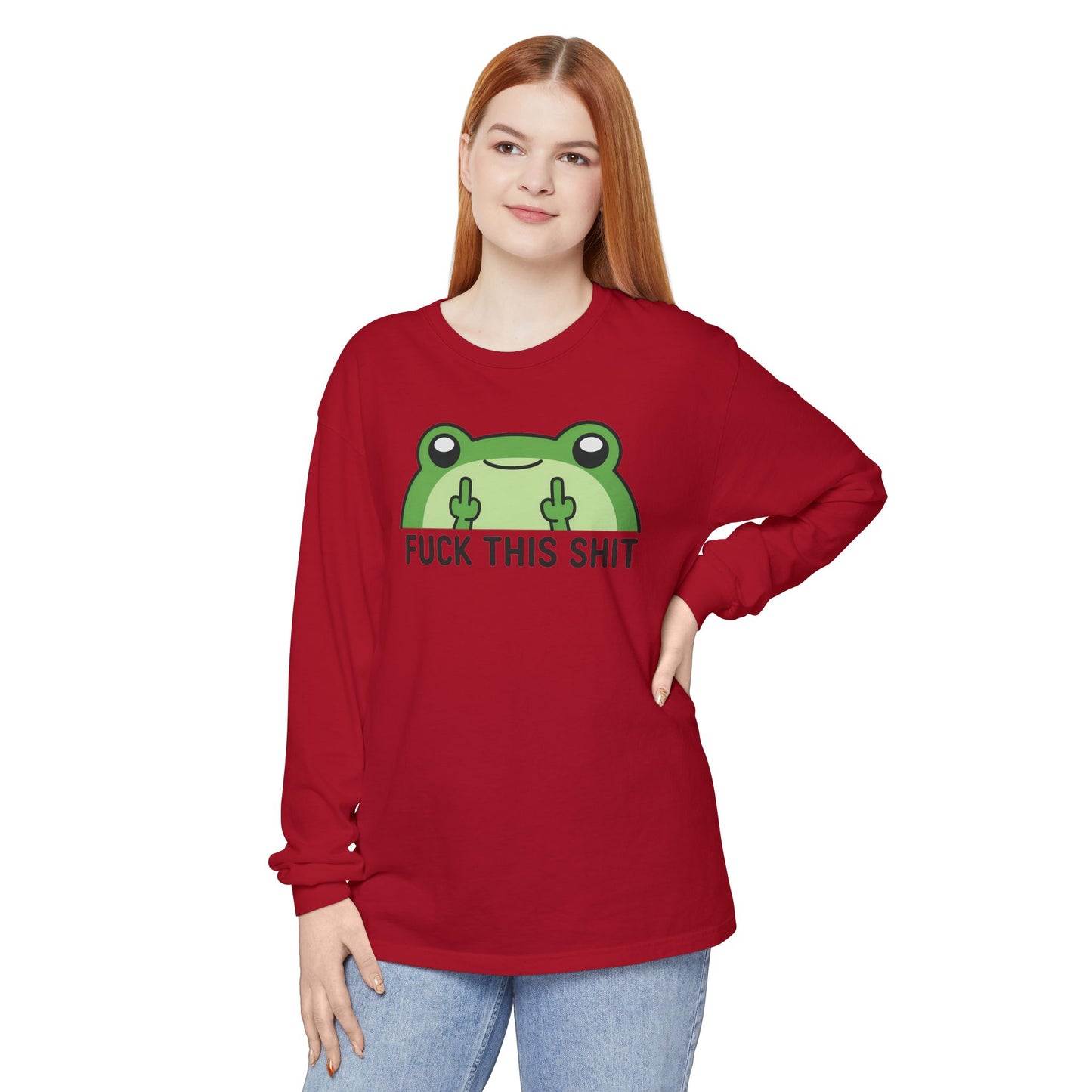 Funny Frog Graphic Long Sleeve T-Shirt, Humor Gift Shirt, Casual Everyday Wear, Unisex Tee, Birthday Gift, Sarcastic Apparel