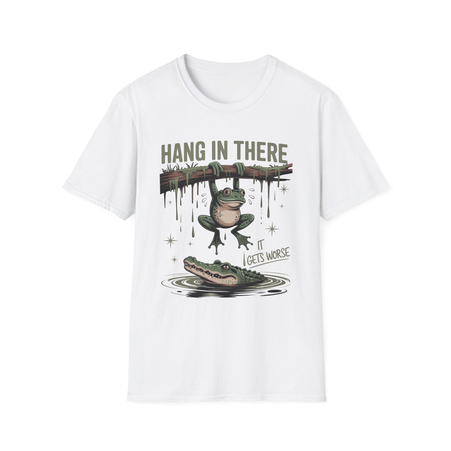 Motivational Frog T-Shirt, Hang in There Tee, Funny Gift for Friends, Unisex Casual Wear, Positive Vibes Shirt, Encouragement T-Shirt