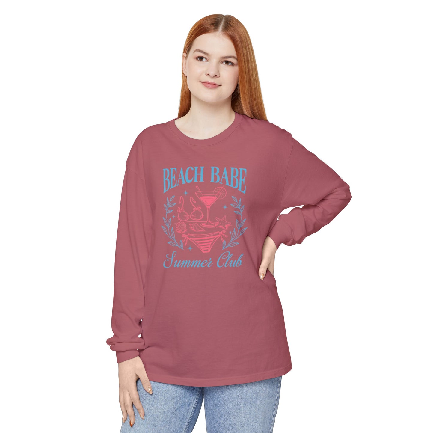 Beach Babe Long Sleeve T-Shirt, Beach Vacation Top, Summer Club Shirt, Casual Summer Wear, Gift for Beach Lovers