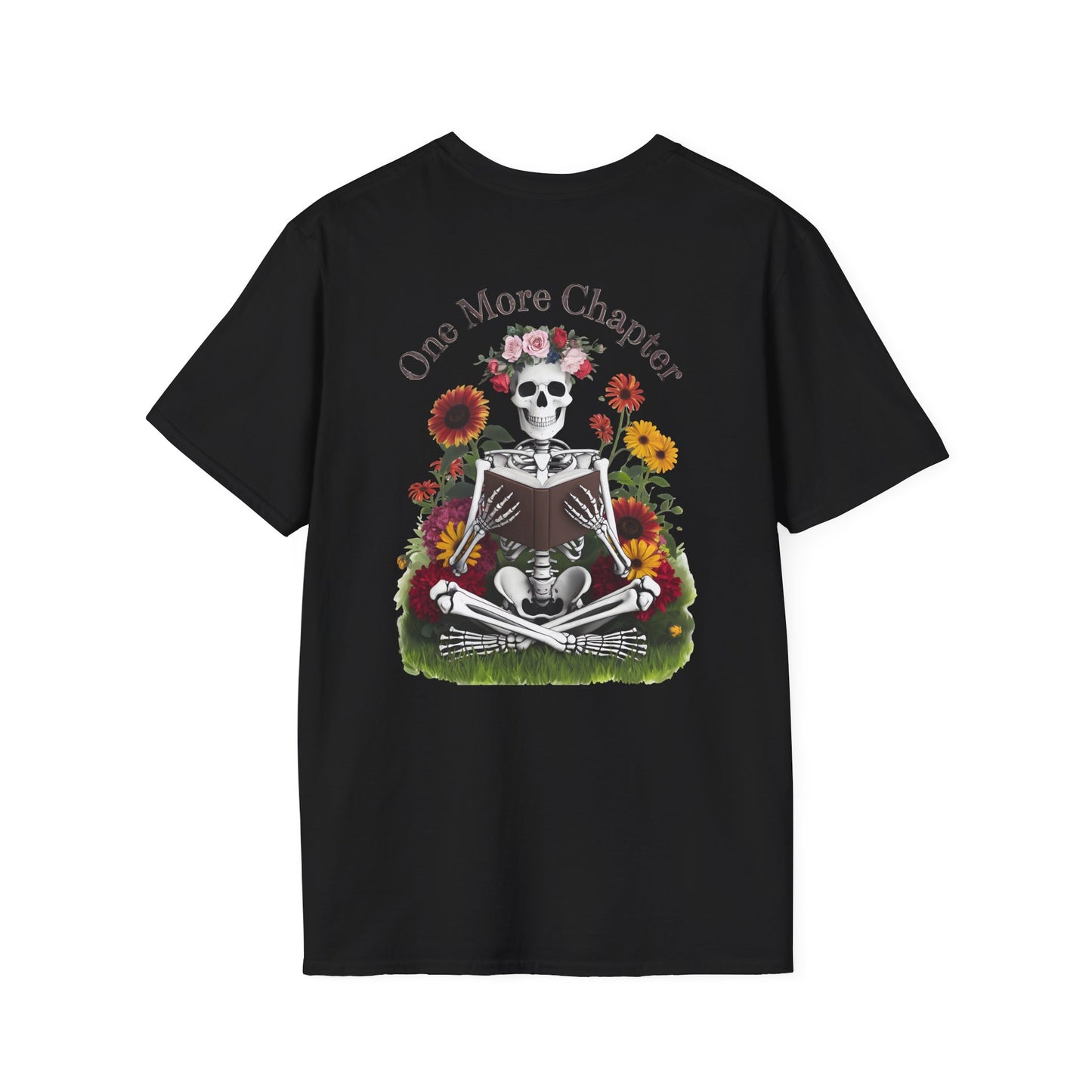 'One More Chapter' Skeleton Design for Book Lovers