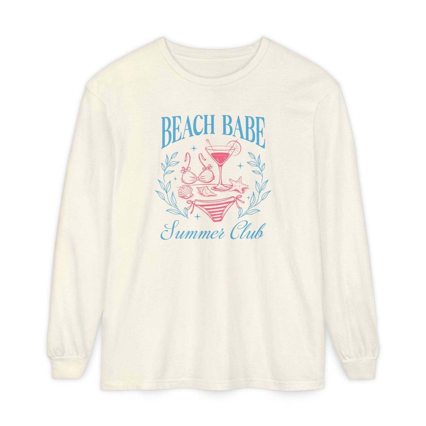 Beach Babe Long Sleeve T-Shirt, Beach Vacation Top, Summer Club Shirt, Casual Summer Wear, Gift for Beach Lovers