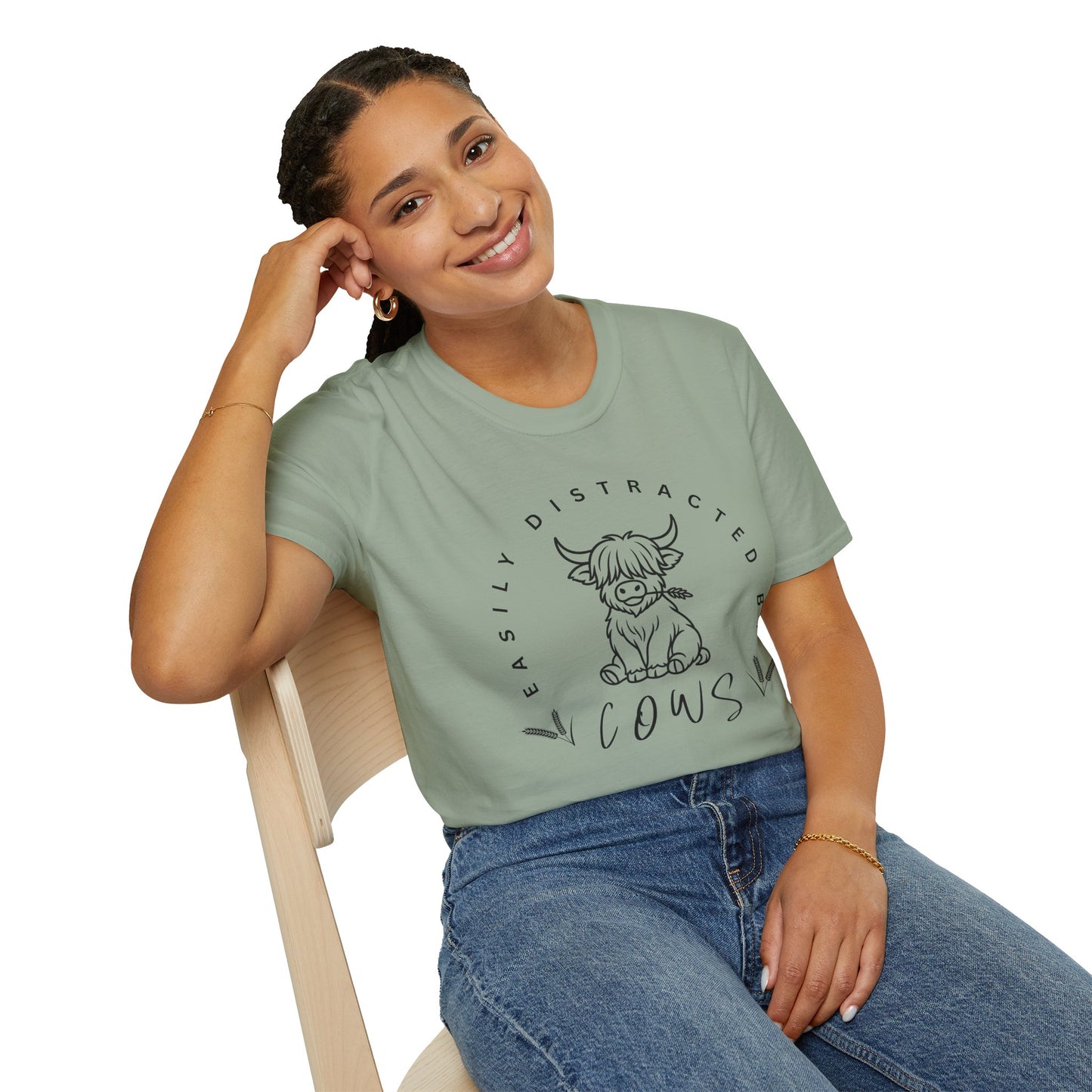 Easily Distracted by Cows - Graphic Tee, Funny Cow Tee, Animal Lover Shirt, Farm Life Gift, Casual Everyday Wear