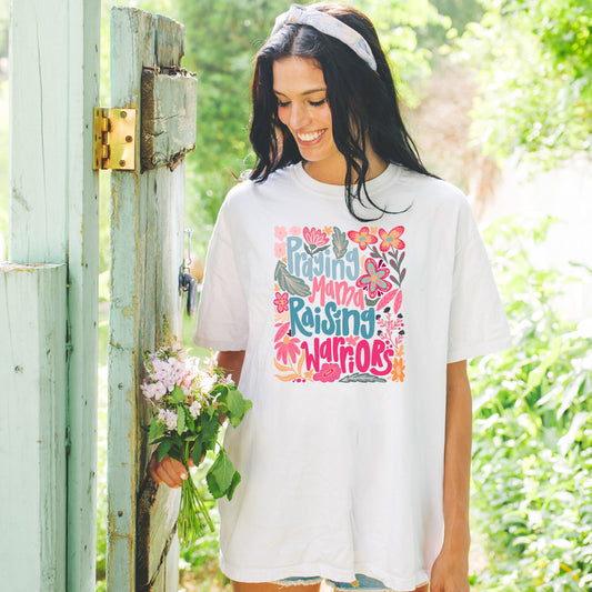 Praying Mama Raising Warriors T-Shirt | Unisex Softstyle Tee for Moms