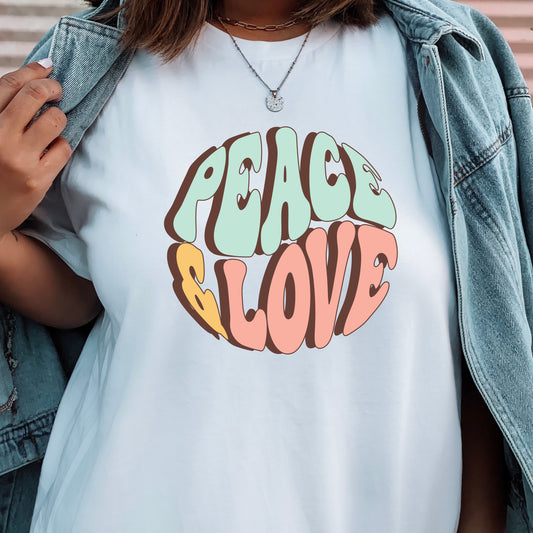 Peace & Love Unisex Softstyle T-Shirt - Retro Vibe for Casual Outings