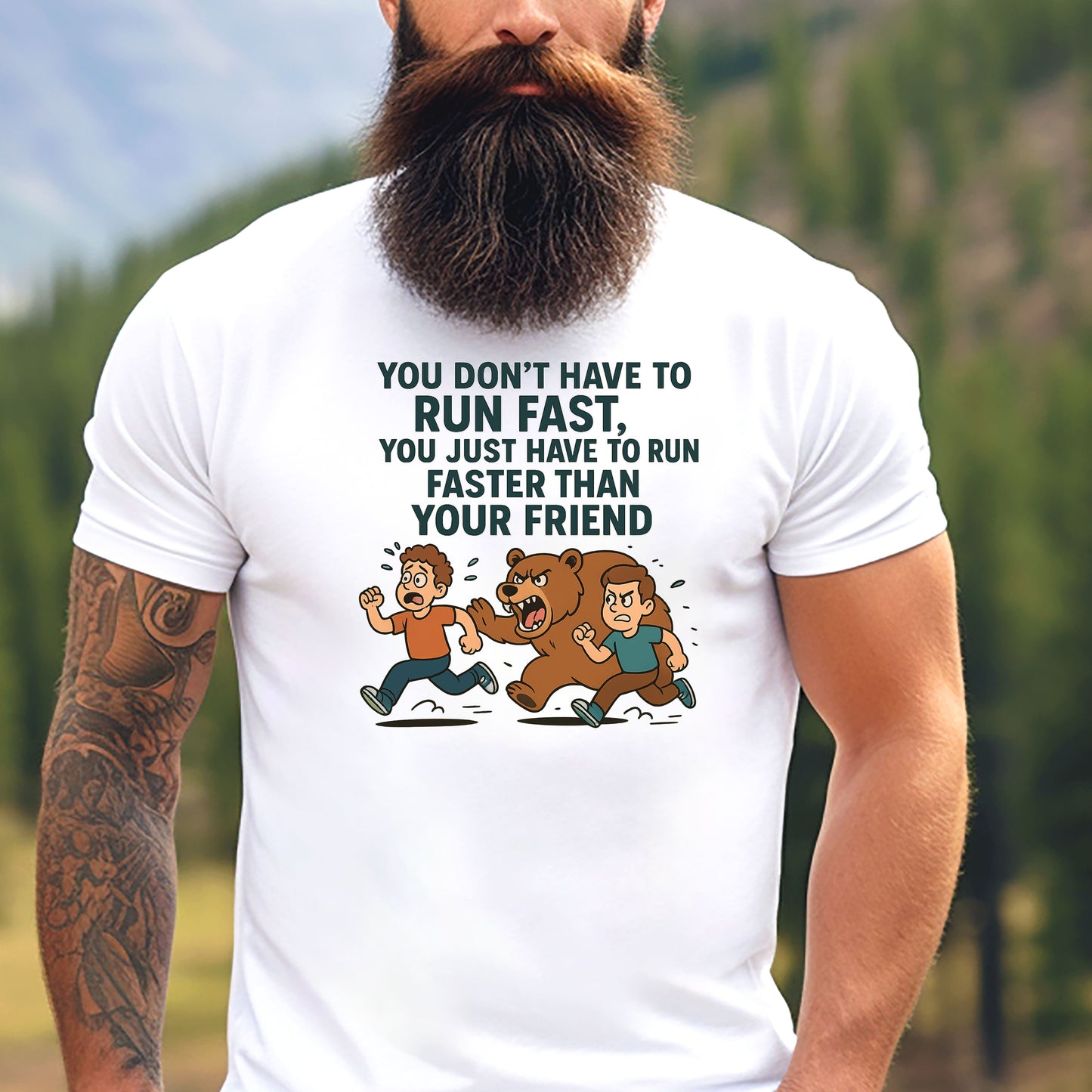 Funny Unisex Softstyle T-Shirt - "Run Faster Than Your Friend" Graphic