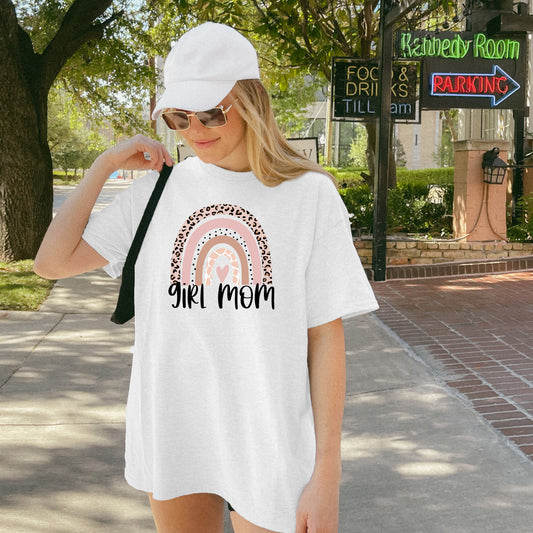 Girl Mom Rainbow T-Shirt Trendy Gift for Mother's Day