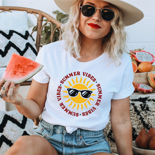 Summer Vibes – Bright Yellow Sun Tee