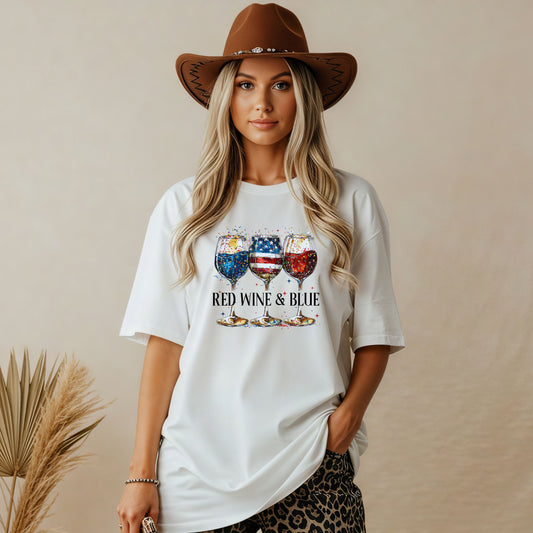 Patriotic Red Wine & Blue - T-Shirt
