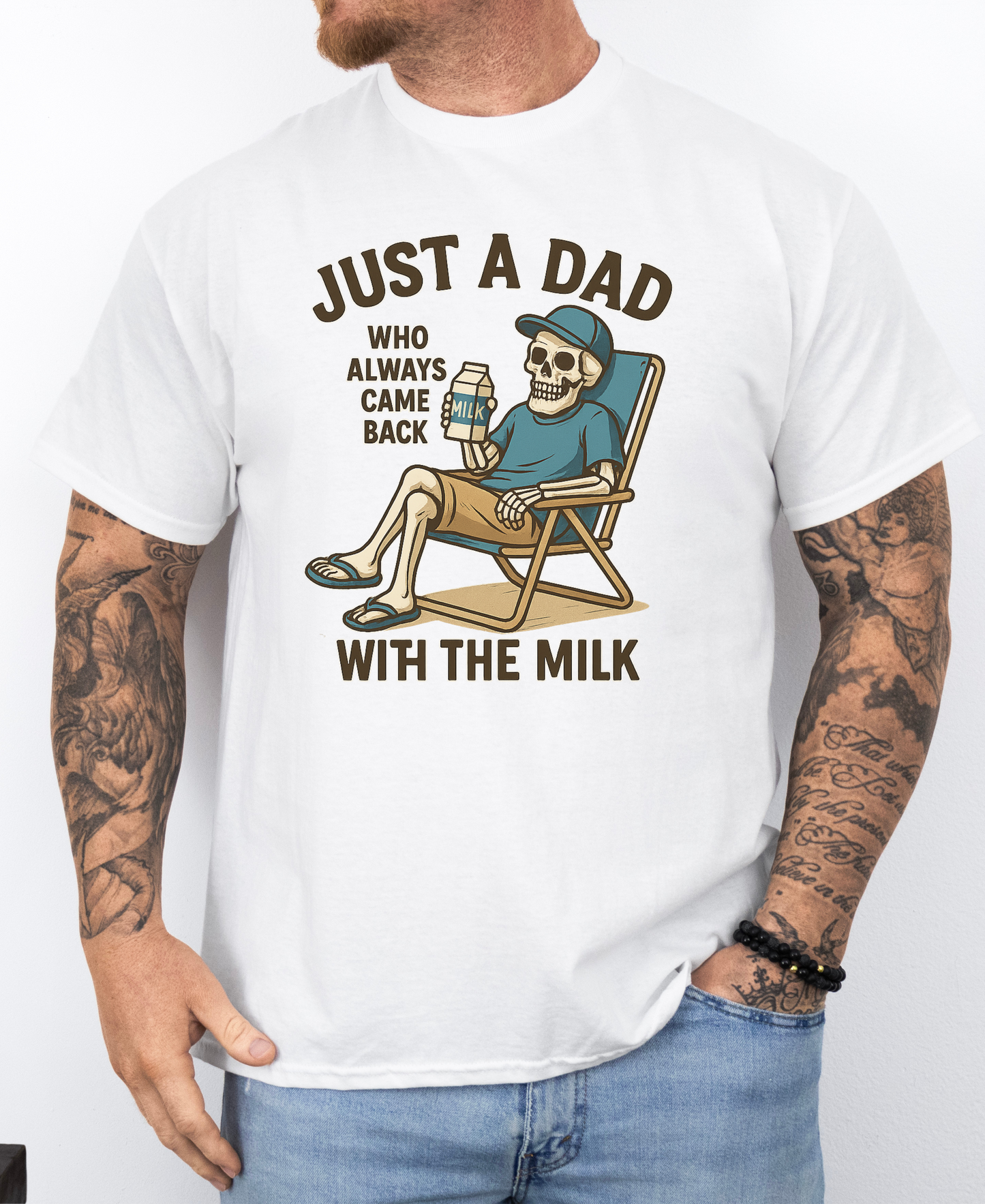 Just a Dad with the Milk Tee, Funny Father's Day Shirt