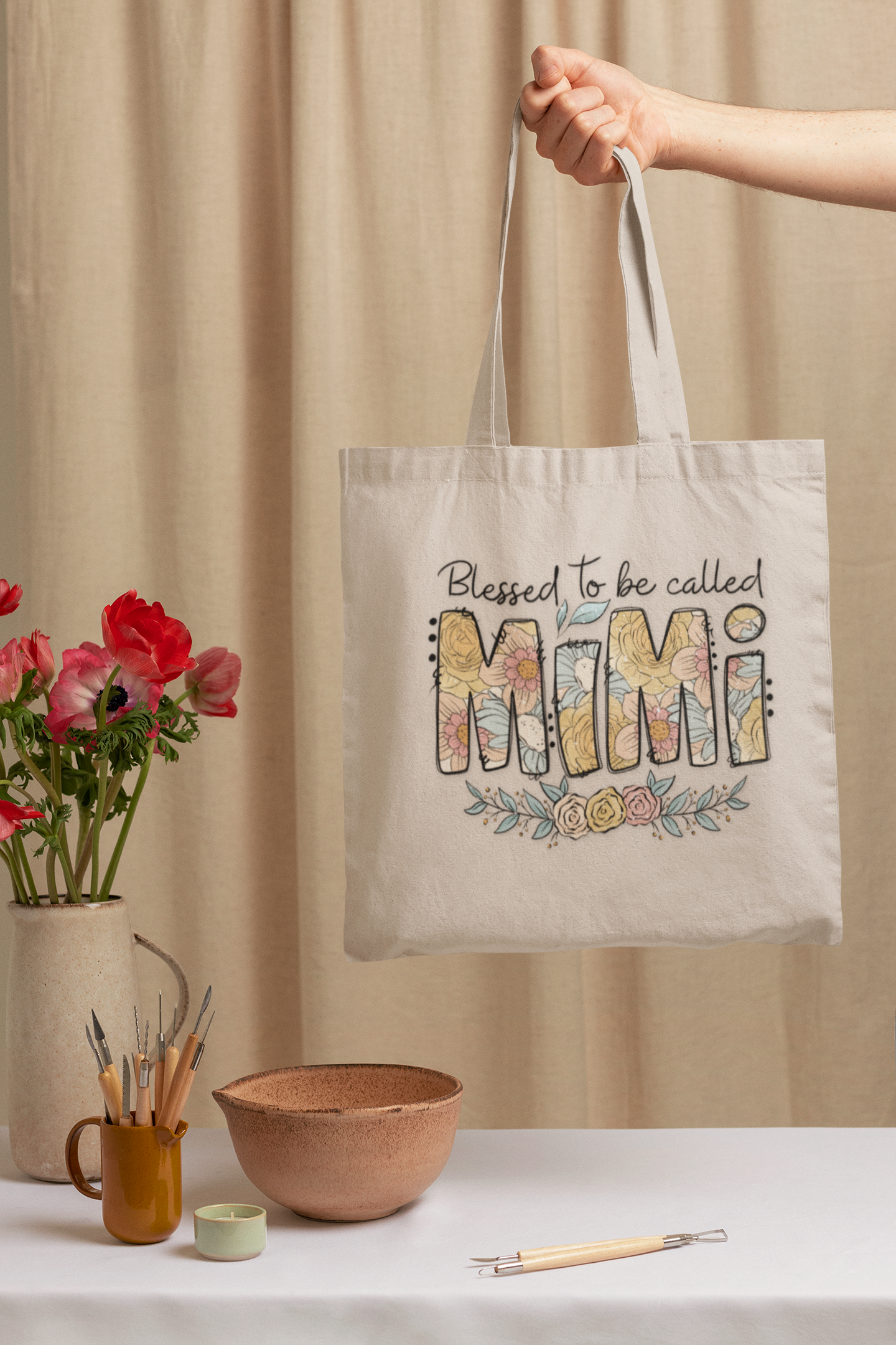 Blessed to be Called Mimi Tote Bag, Cute Gift for Grandmothers, Eco-Friendly Shopping Bag, Birthday Present, Personalized Canvas Tote