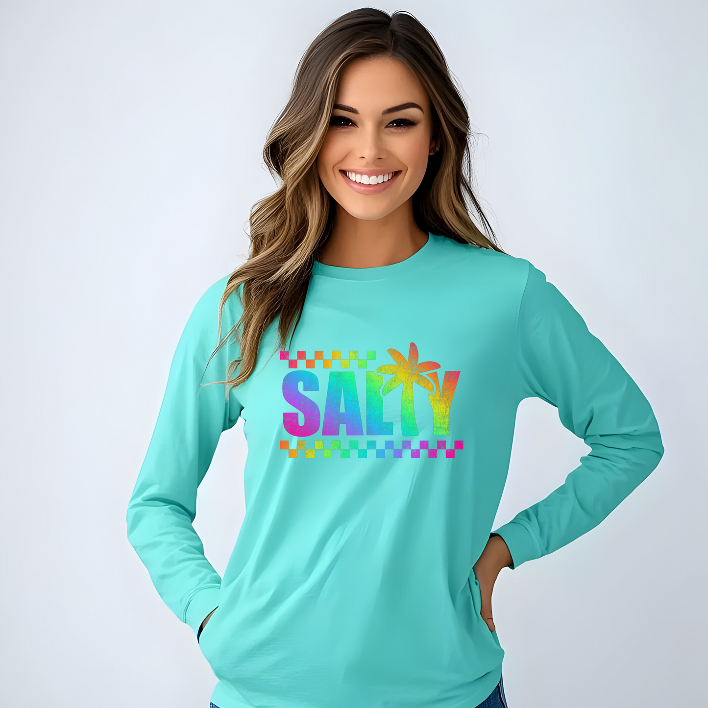 Colorful Long Sleeve T-Shirt | Summer Vibes, Beachwear, Unisex Fashion, Gift for Her/Him, Casual Wear