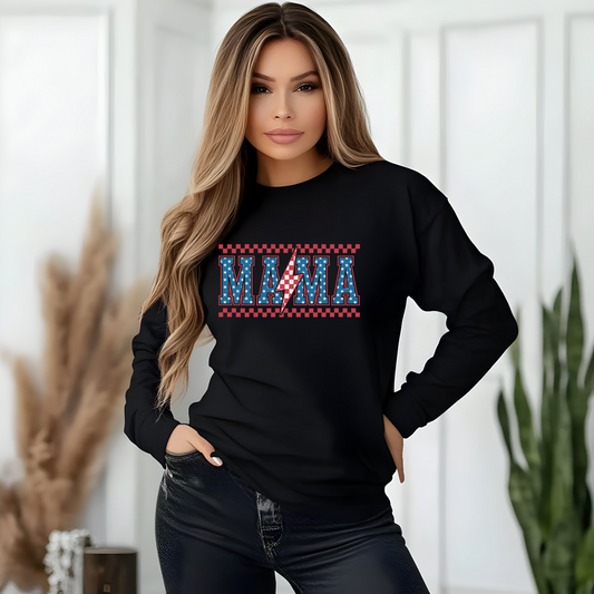 Unisex Long Sleeve T-Shirt, Festive Mama Top, Gift for Moms, Summer BBQ Shirt, Patriotic Apparel, Casual Everyday Wear