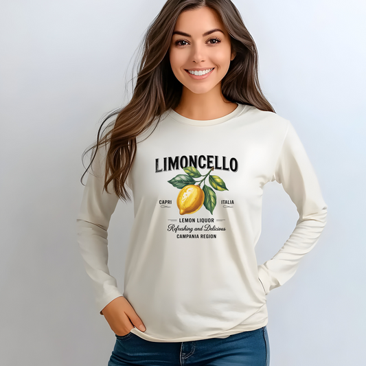 Limoncello Long Sleeve Tee, Easygoing Style, Perfect for Summer Gatherings, Gift for Lemon Lovers, Relaxed Fit T-Shirt