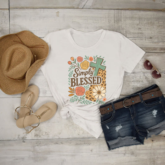 Simply Blessed Unisex Softstyle T-Shirt, Faith Shirt, Casual Gift, Christian Apparel, Spring Fashion, Inspirational Tee