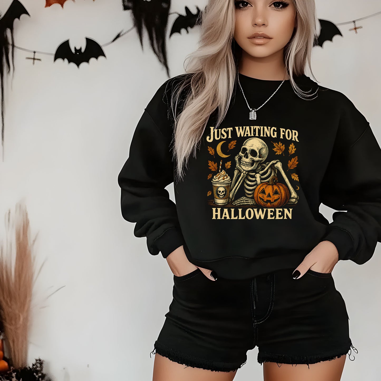 Halloween Skeleton Sweatshirt | Unisex Crewneck | Spooky Autumn Vibes | Fall Apparel | Perfect for Halloween Parties, Festive Gatherings