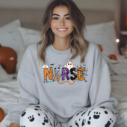 Nurse Crewneck Sweatshirt, Cozy Gift for Nurses, Nursing Appreciation, Halloween Sweatshirt, Medical Humor Apparel, Nurse Shirt