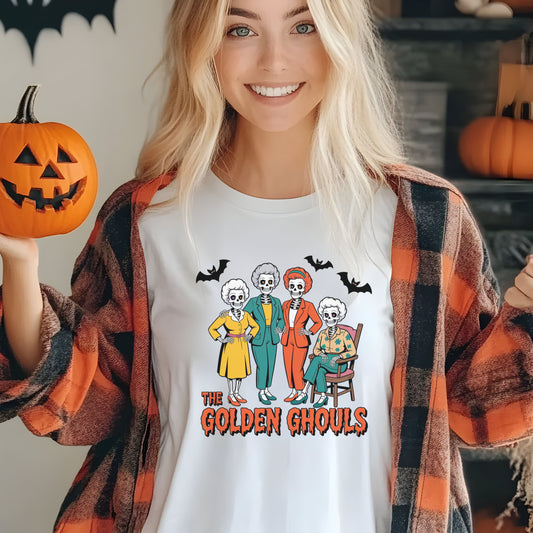 Golden Ghouls Unisex T-Shirt, Halloween Costume Tee, Spooky Style Shirt, Casual Fall Wear, Perfect for Ghoulish Gatherings