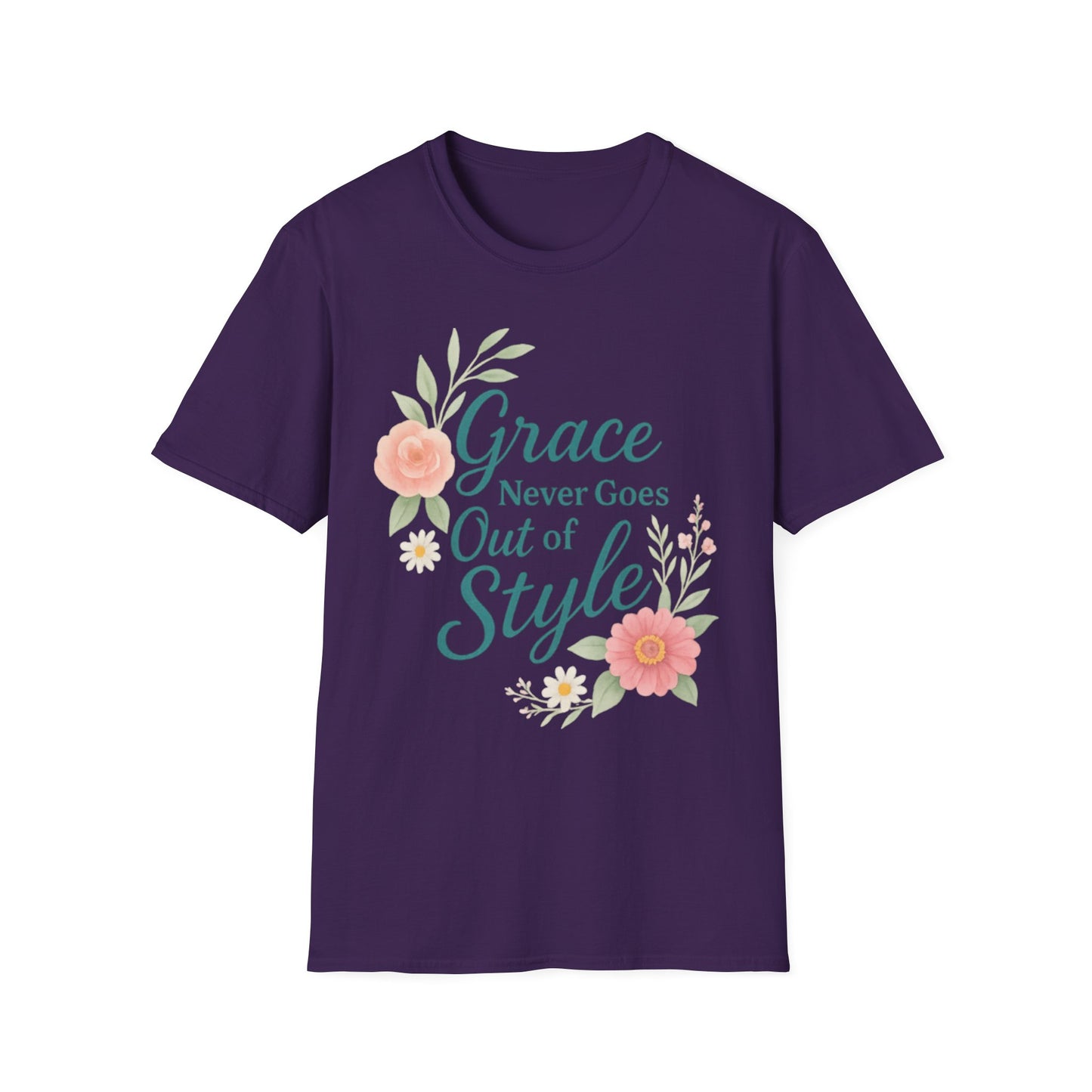 Grace Never Goes Out of Style - Floral Quote T-Shirt