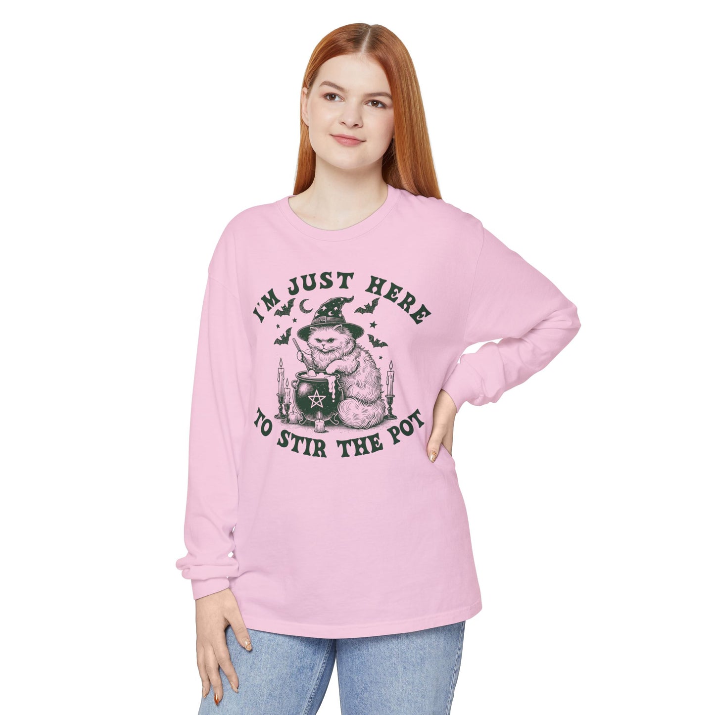 Cozy Witchy Long Sleeve T-Shirt, Halloween Tee, Gift for Friends, Unisex Graphic Shirt, Fun Casual Wear, Magical Humor Apparel